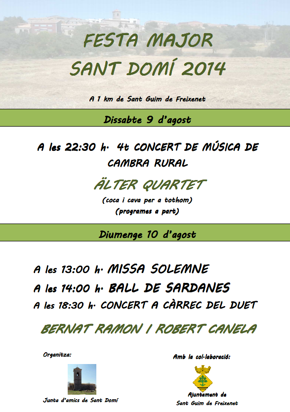 cartell Festa major St Domí 2014