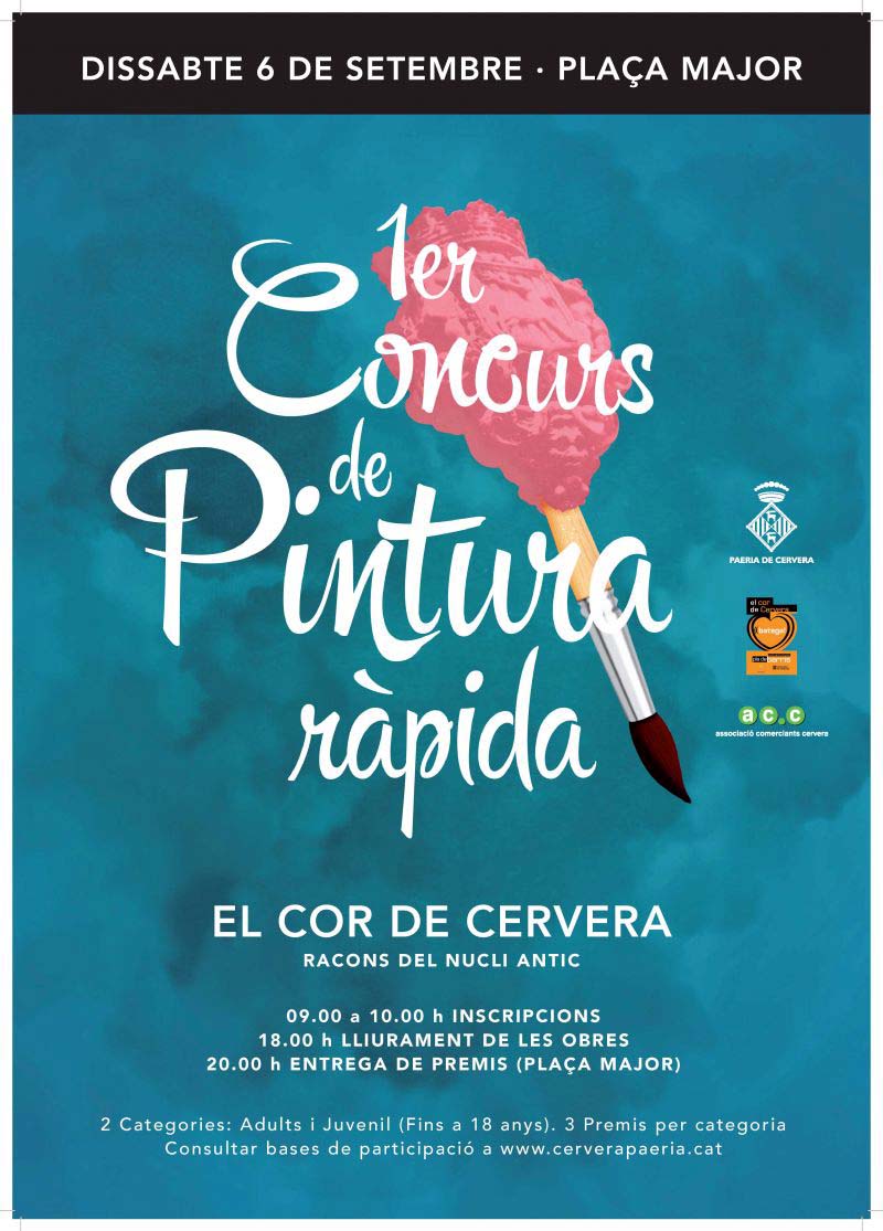 cartell 1r Concurs de pintura ràpida 'El cor de Cervera'