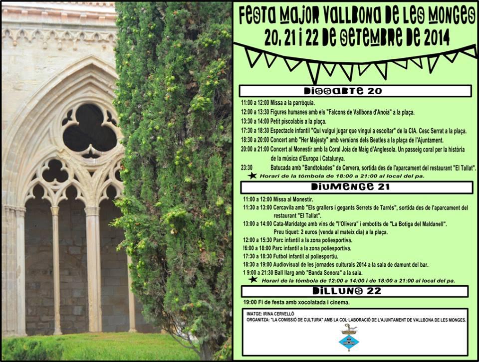 cartell Festa major Vallbona de les Monges 2014