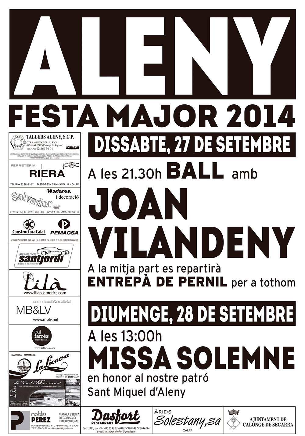 cartell Festa Major Aleny 2014