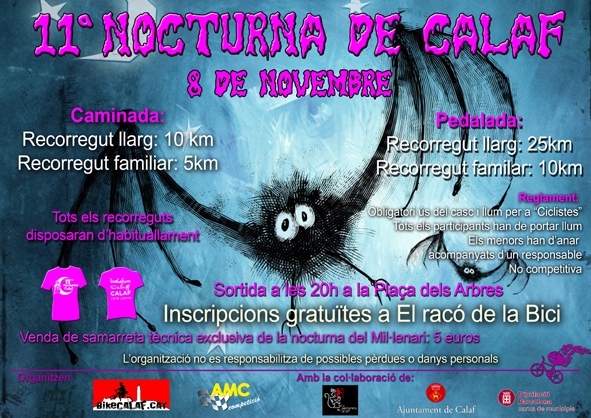 cartell 11a Nocturna, caminada i pedalada, de Calaf