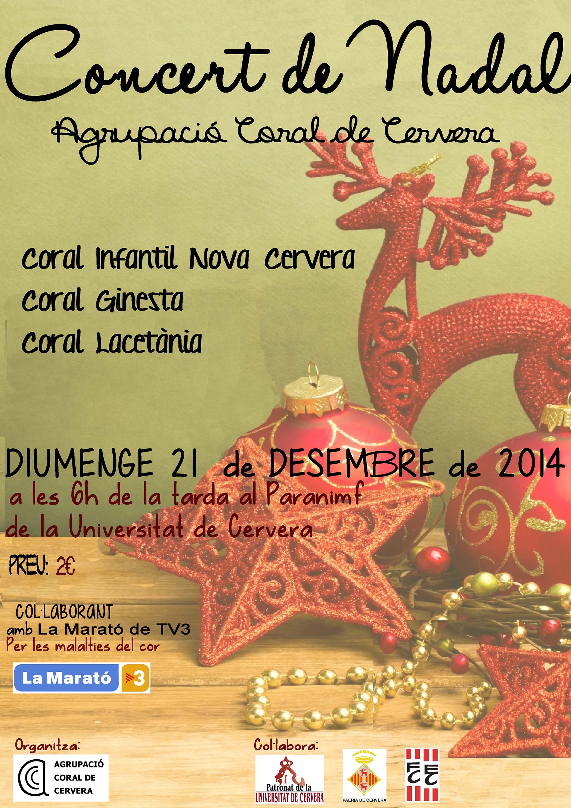 cartell Concert de Nadal de l’Agrupació Coral de Cervera