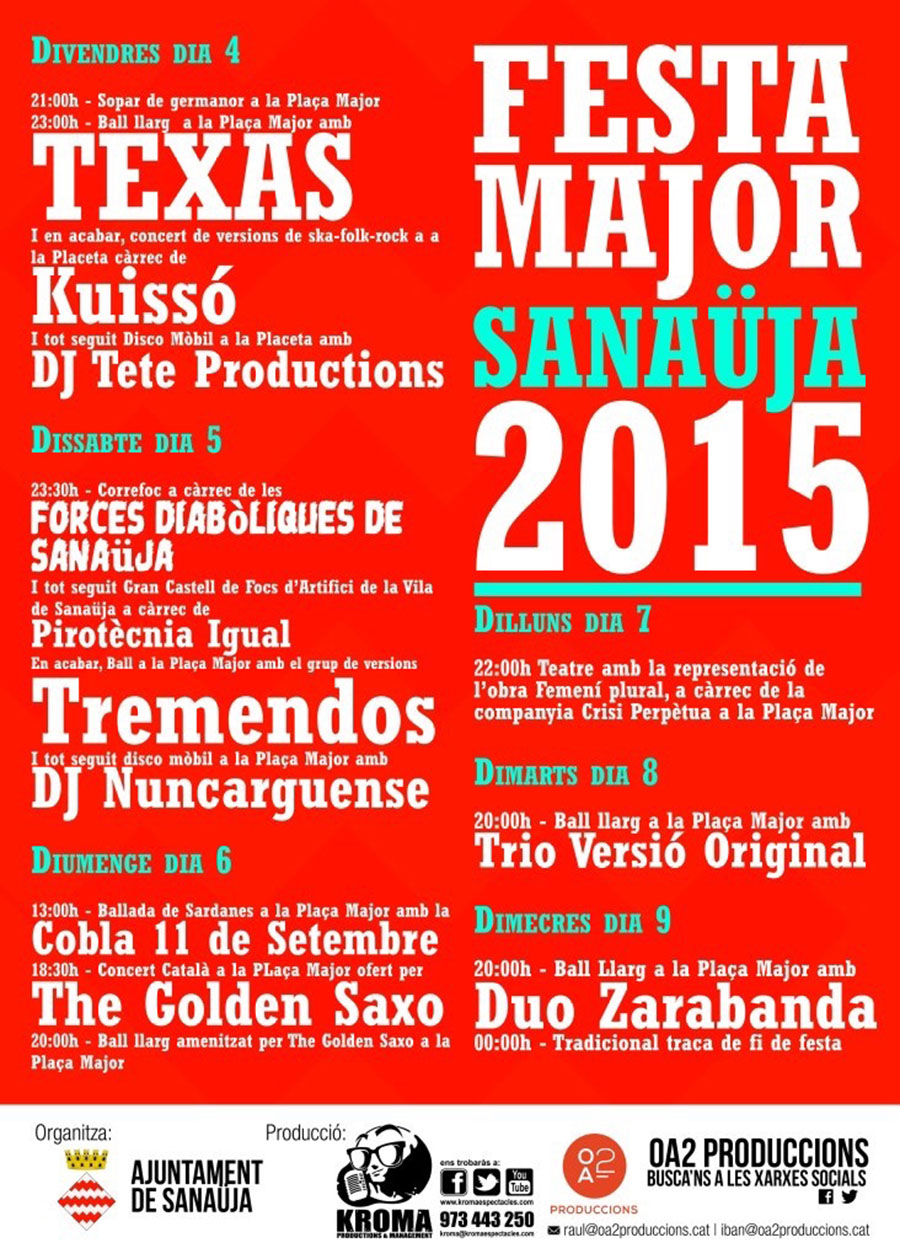 cartell Festa Major de Sanaüja 2015