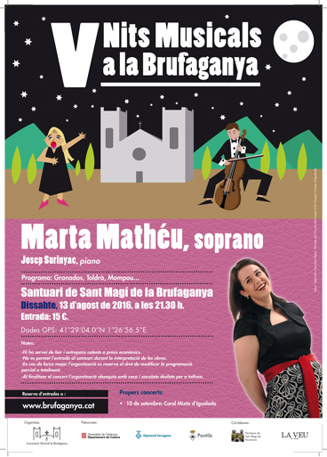 cartell Marta Mathéu, soprano / Pep Surinyac, piano (Nits Musicals a la Brufaganya)