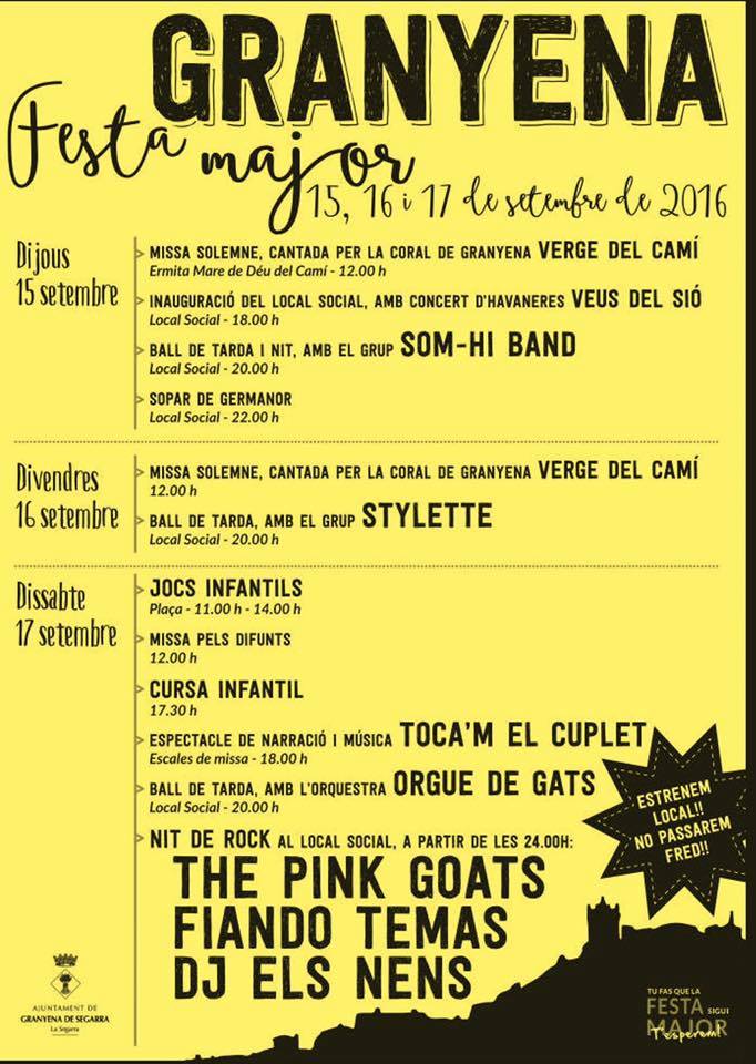 cartell Festa Major Granyena 2016