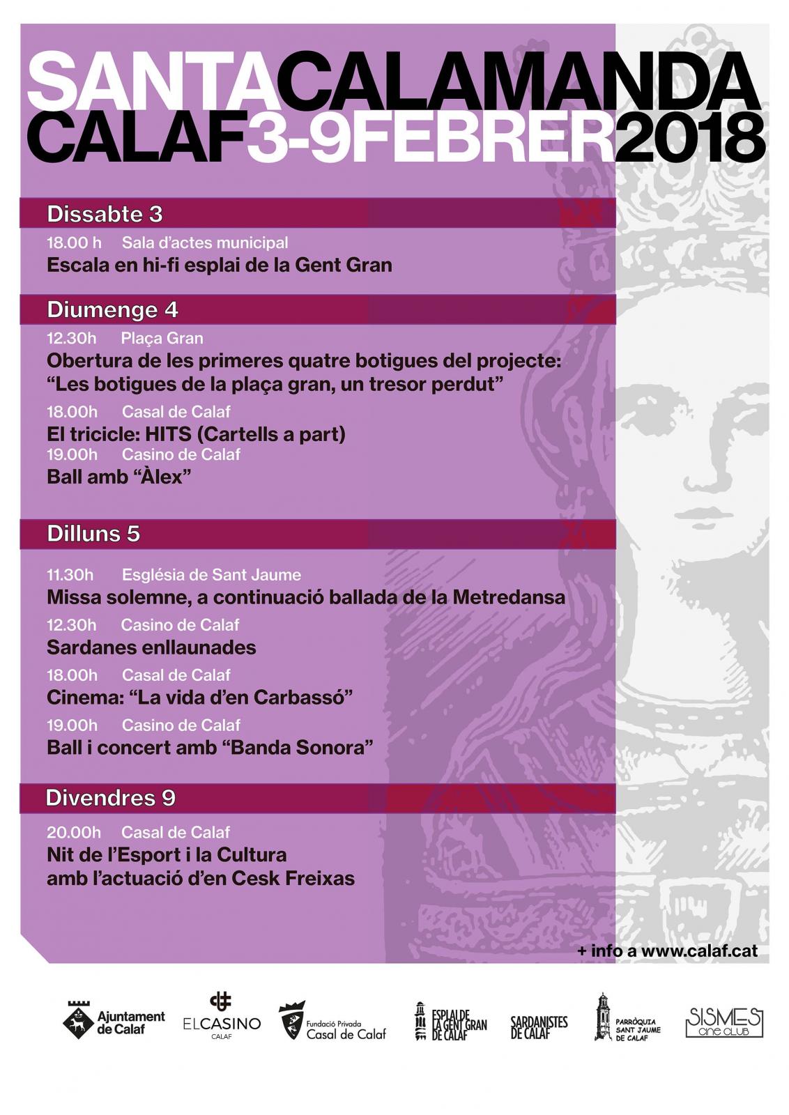 programa de Santa Calamanda, Festa Major d'Hivern  de Calaf