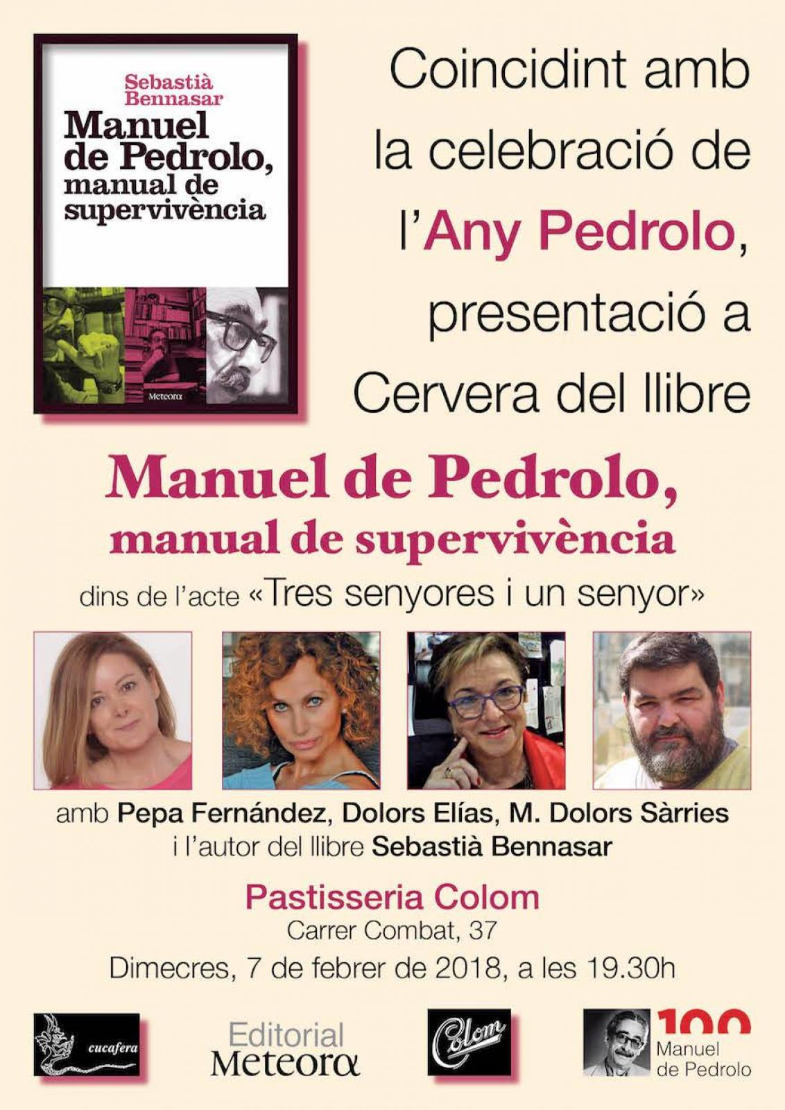 cartell Presentació del llibre ' Manuel de Pedrolo, manual de supervivència'