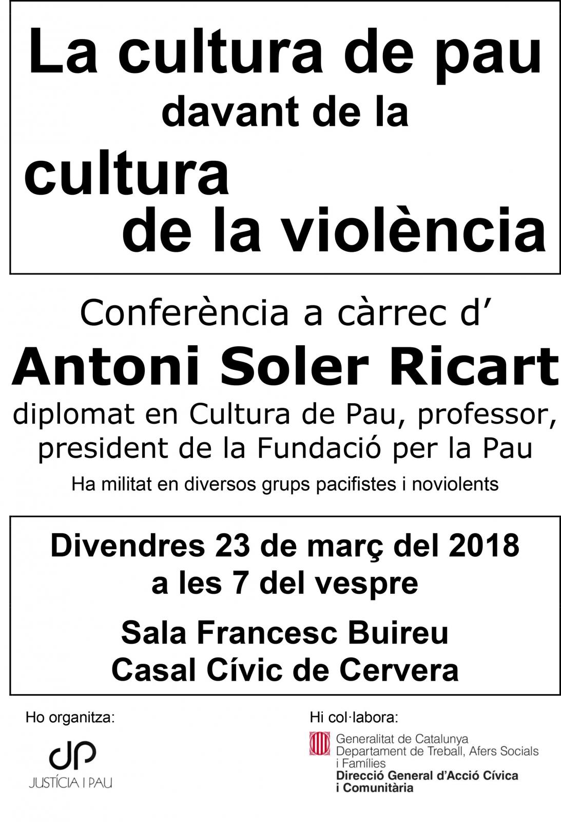 Conferència La cultura de pau davant de la cultura de la violència