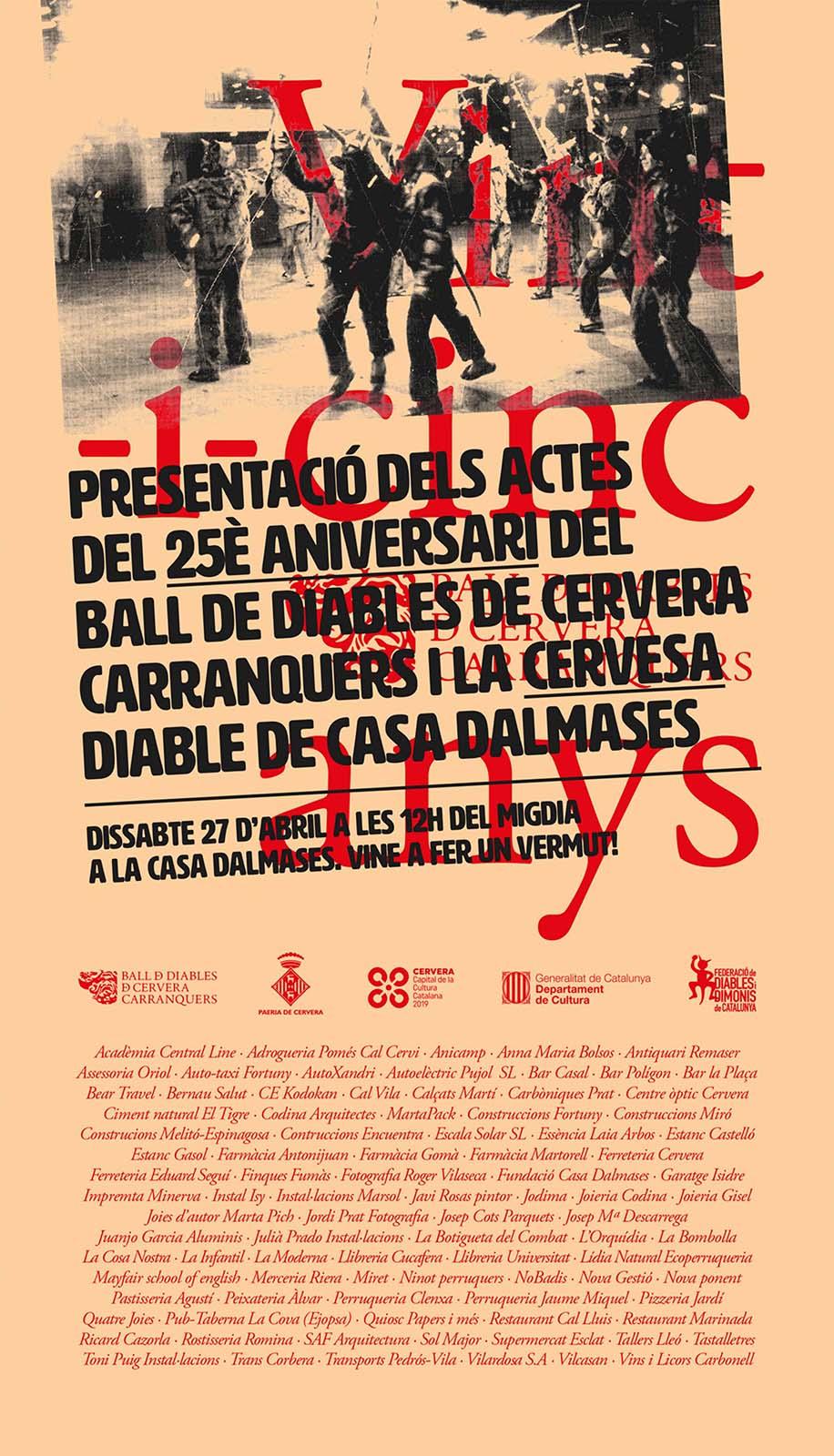 Acte de presentació del 25è aniversari del Ball de Diables de Cervera Carranquers