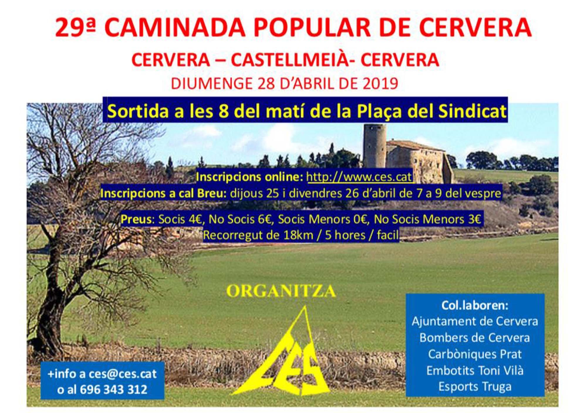 cartell 29a Caminada Popular de Cervera