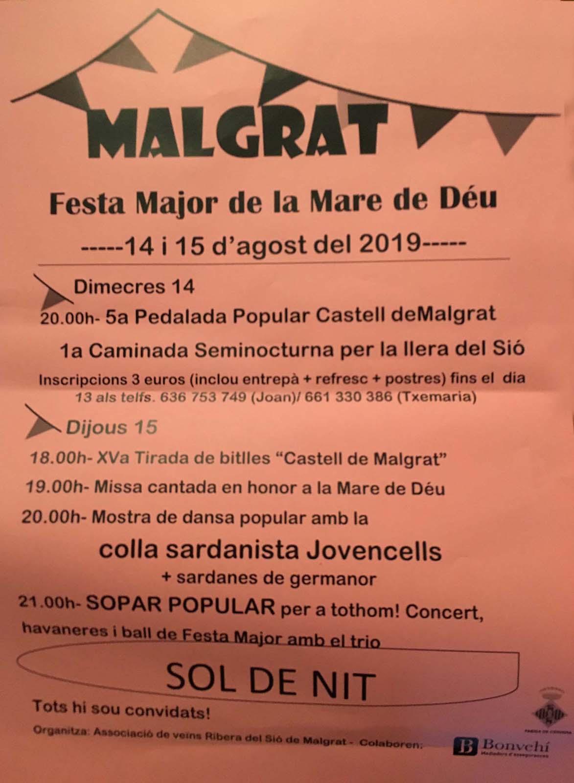 cartell Festa major de Malgrat 2019