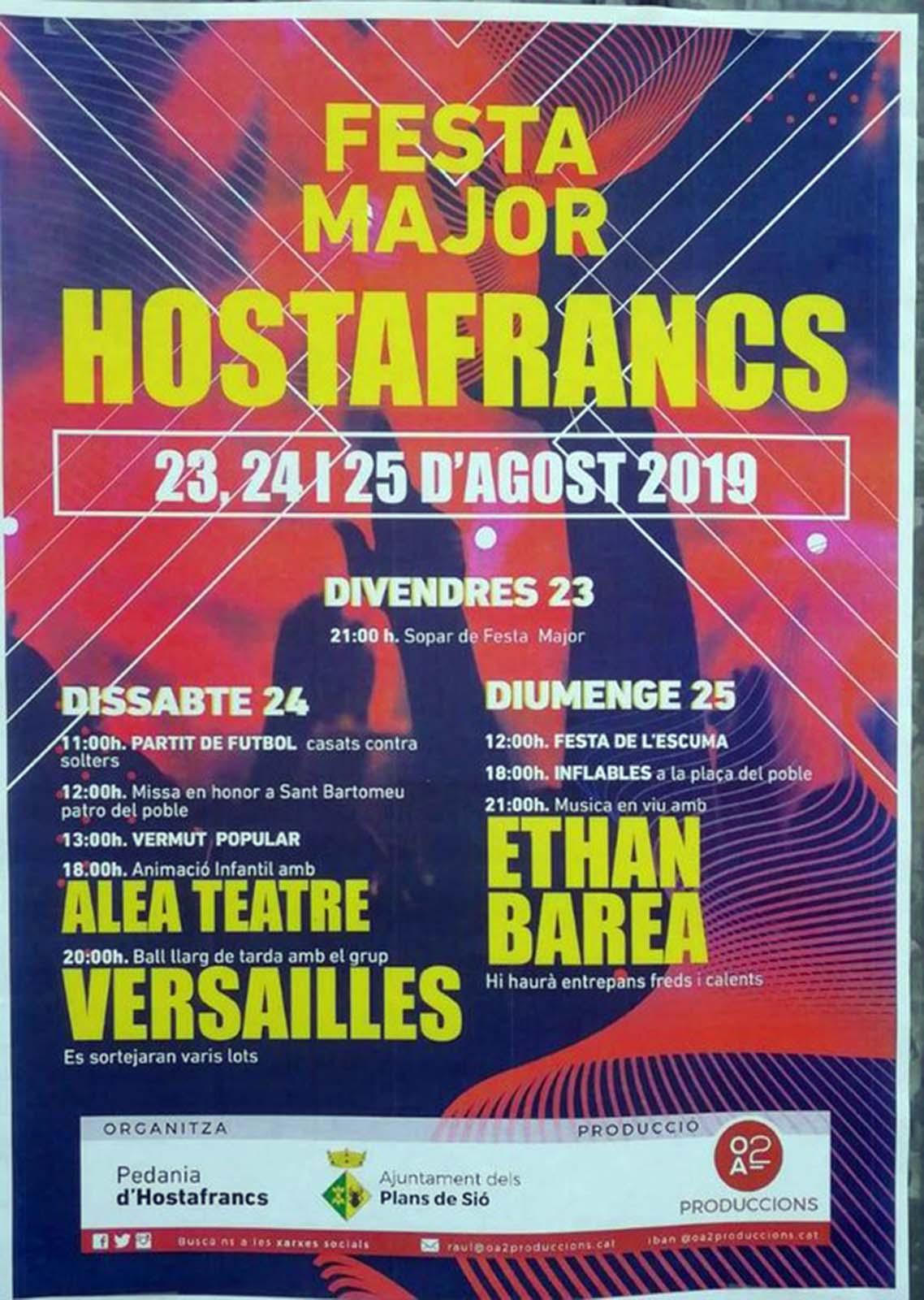 cartell Festa Major d'Hostafrancs 2019