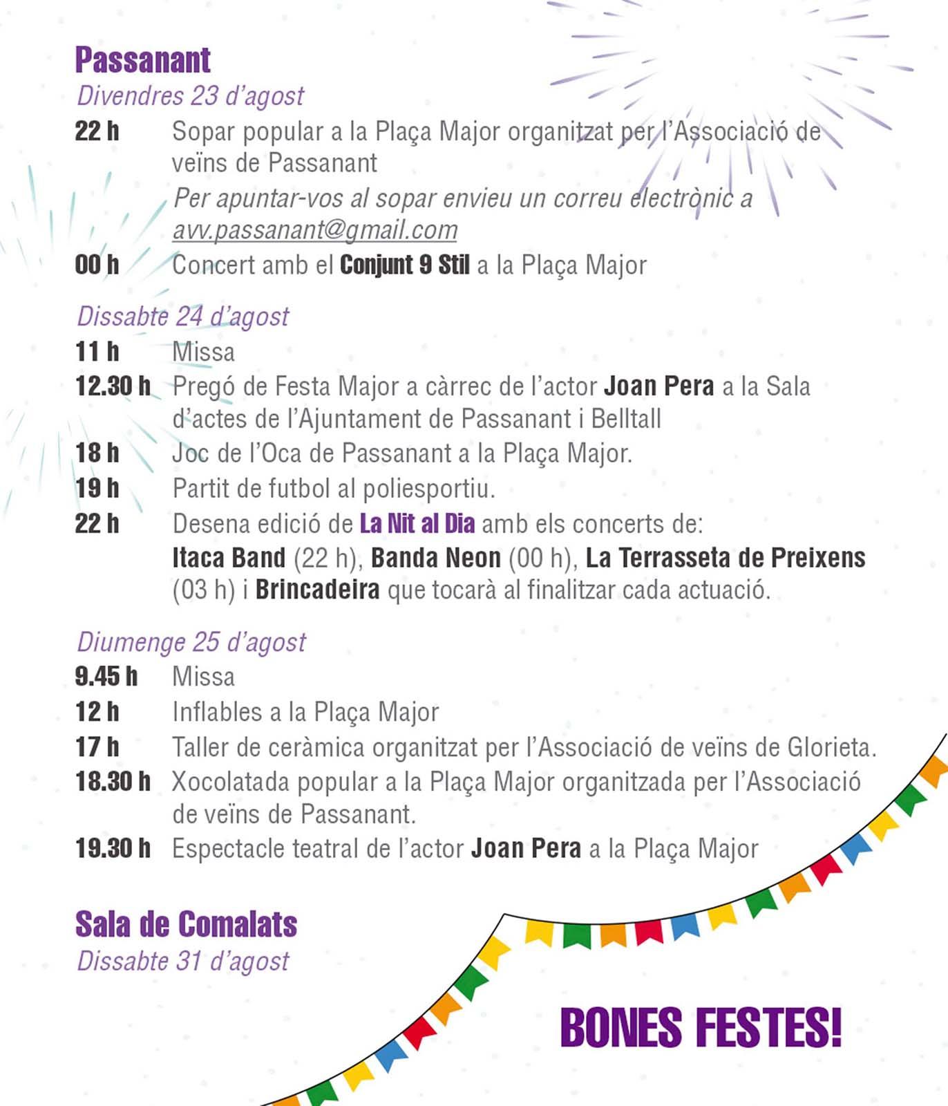 cartell Festa Major de Passanant 2019