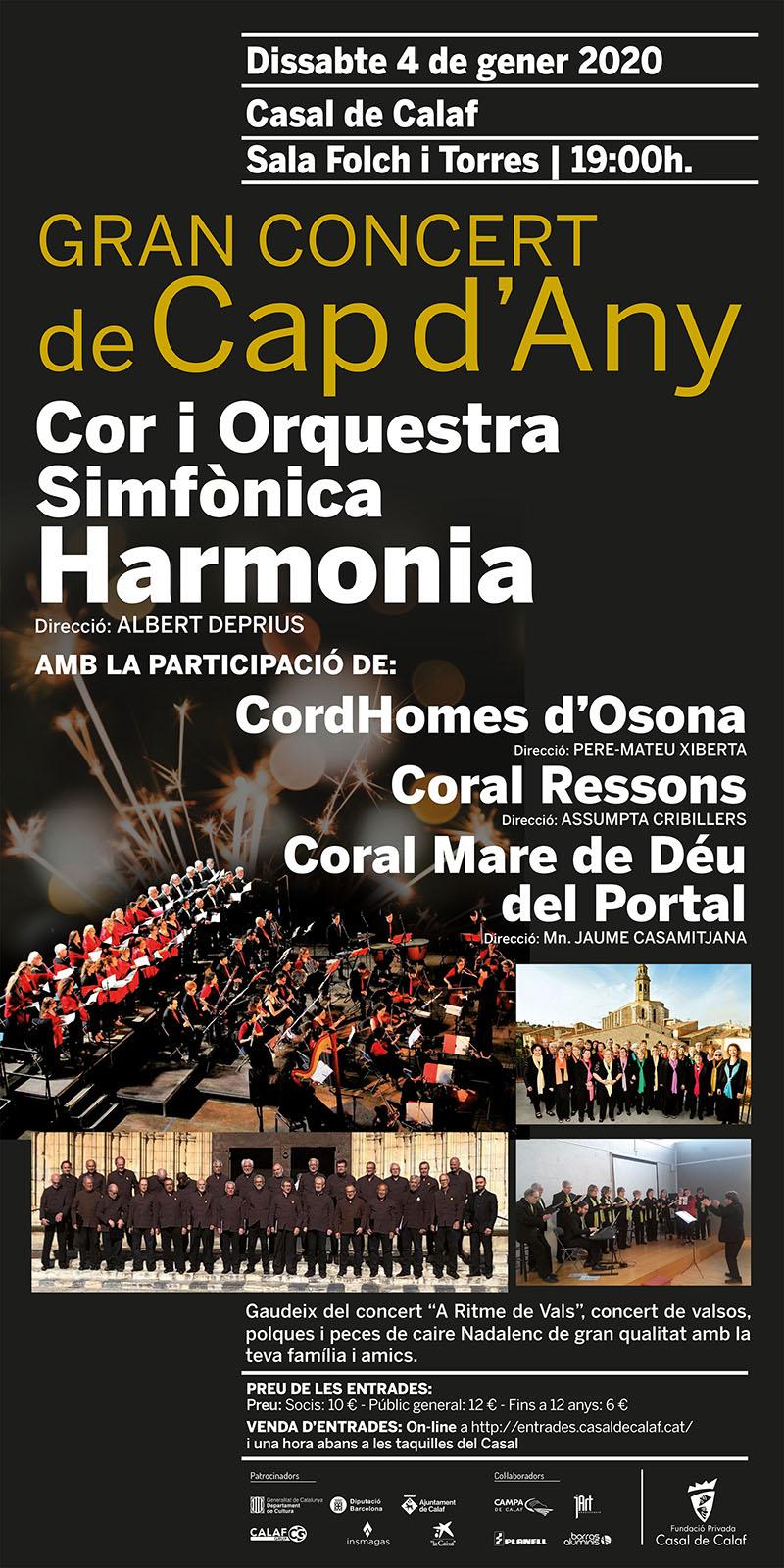 cartell Gran Concert de Cap d'Any Casal de Calaf