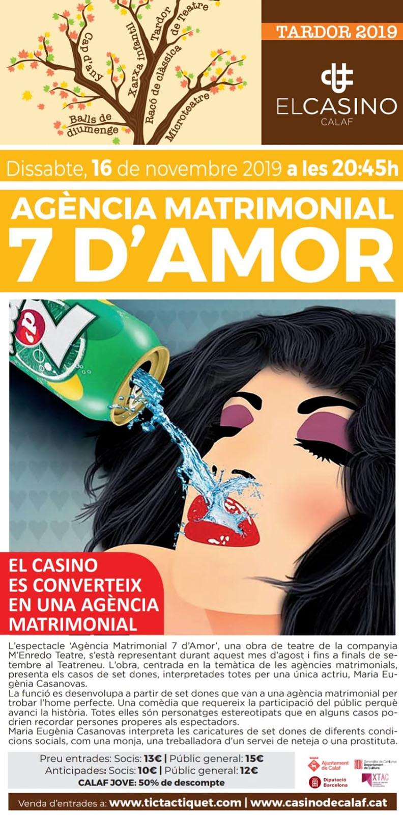 cartell Teatre ‘Agència matrimonial 7 d’amor’