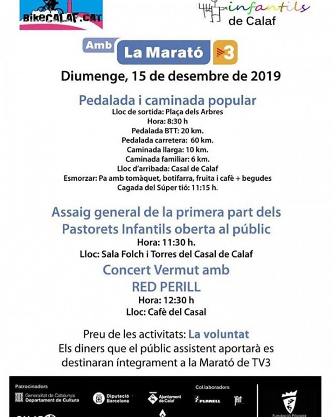 cartell Actes de la Marató de TV3 a Calaf