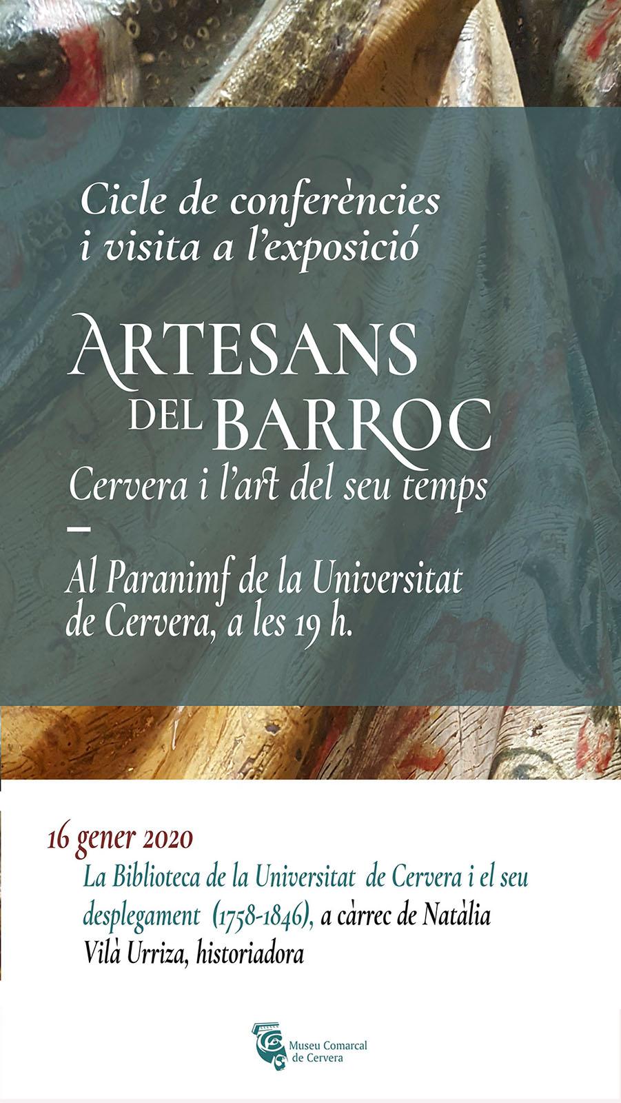 cartell Conferència 'La Biblioteca de la Universitat de Cervera i el seu desplegament (1758-1846)''