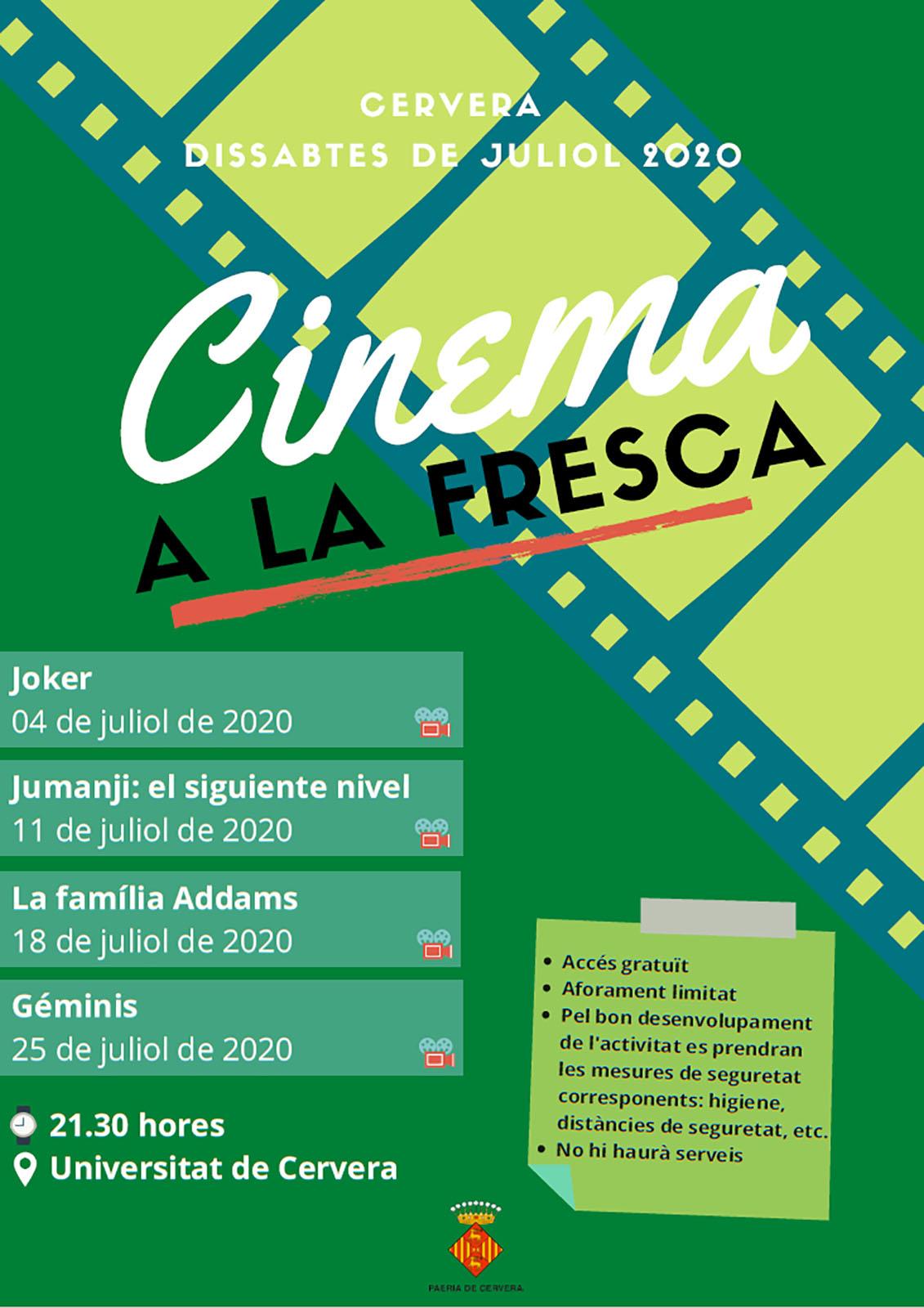 Cicle cinema a la fresca a Cervera