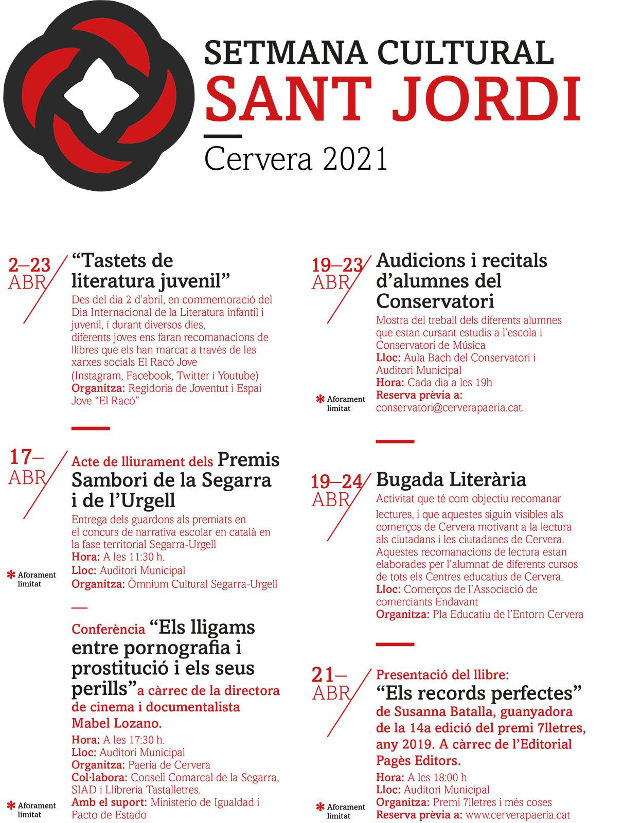 cartell Setmana cultural Sant Jordi 2021