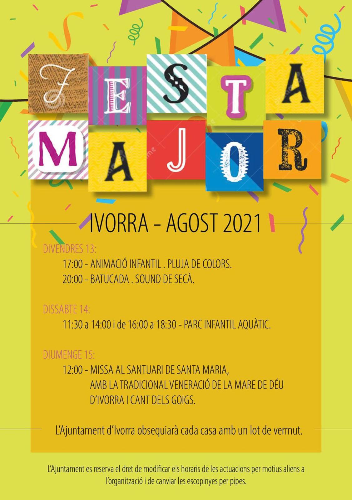 cartell Festa Major d'Ivorra 2021