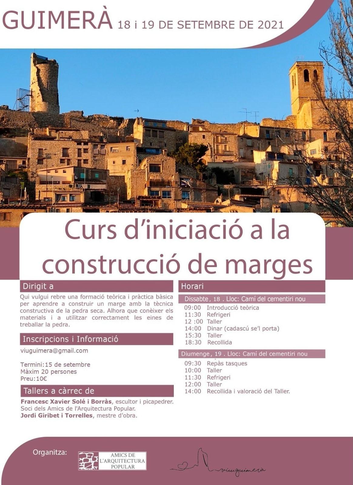 cartell Curs d'iniciació a la construcció de marges