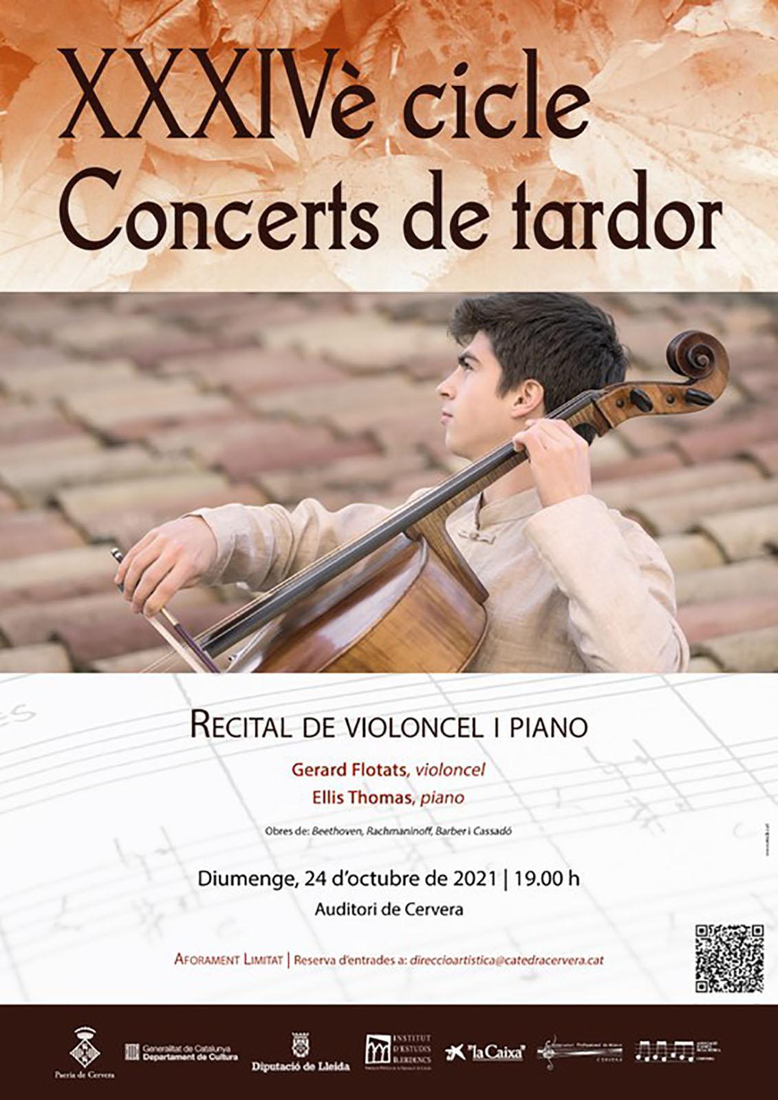 cartell Concert de tardor 'Recital de violoncel i piano'