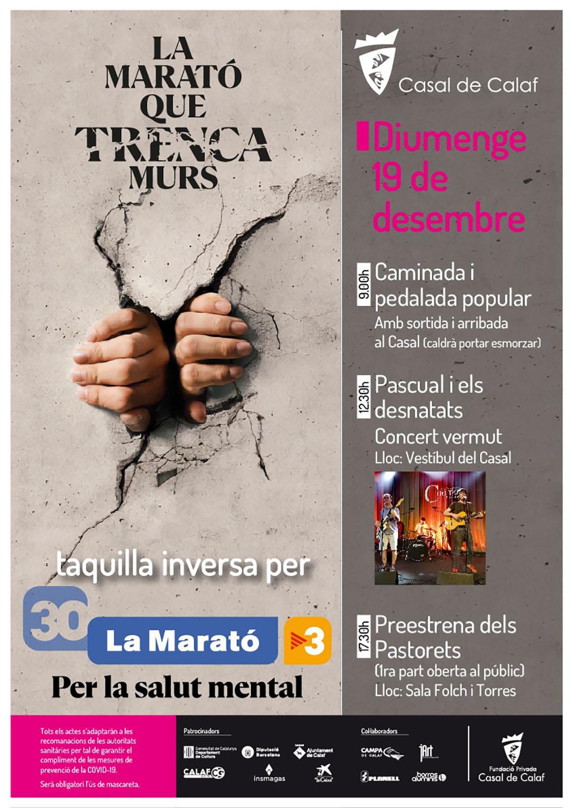 cartell Activitats del Casal de Calaf per la Marató de TV3 2021
