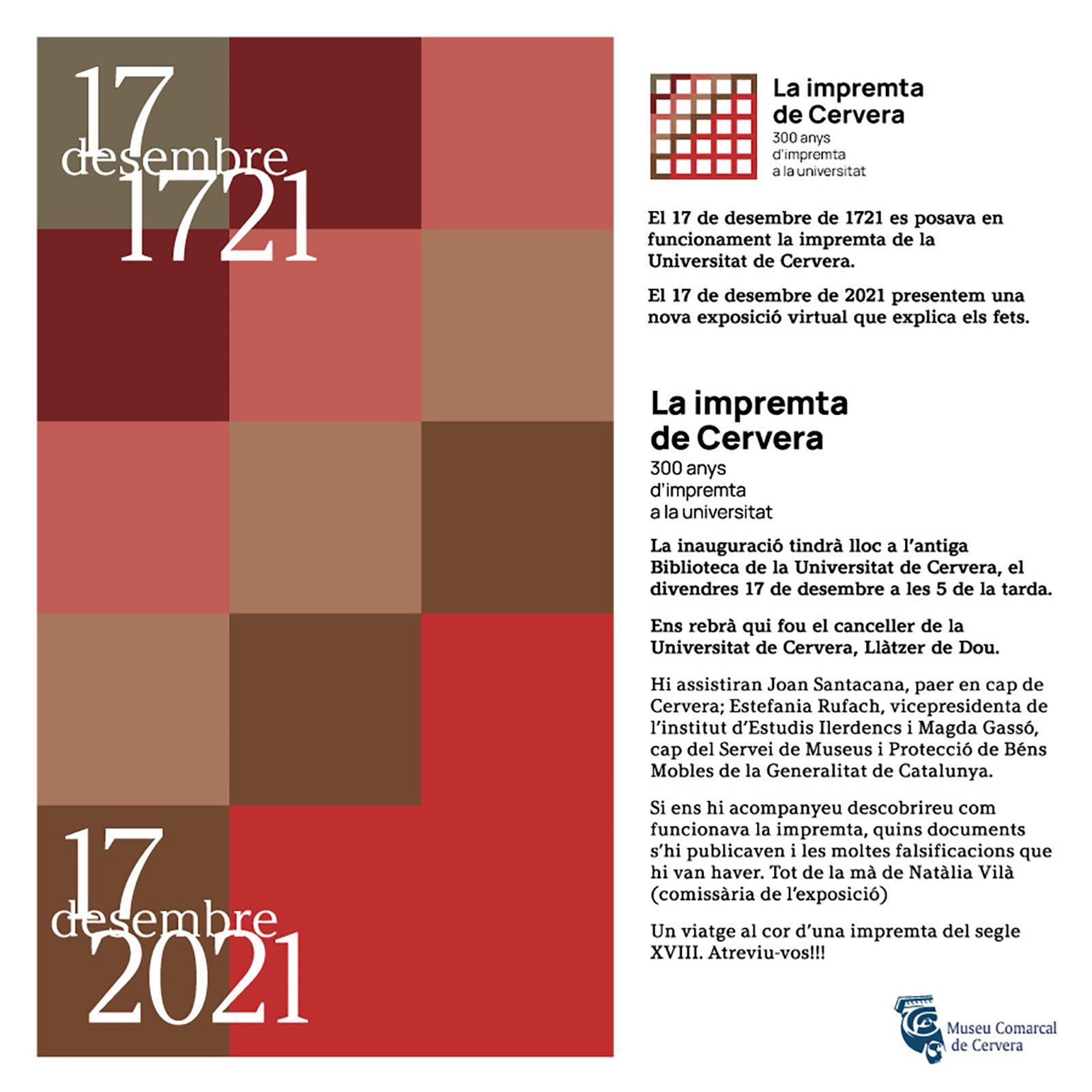 cartell Exposició online '300 anys d'Impremta'