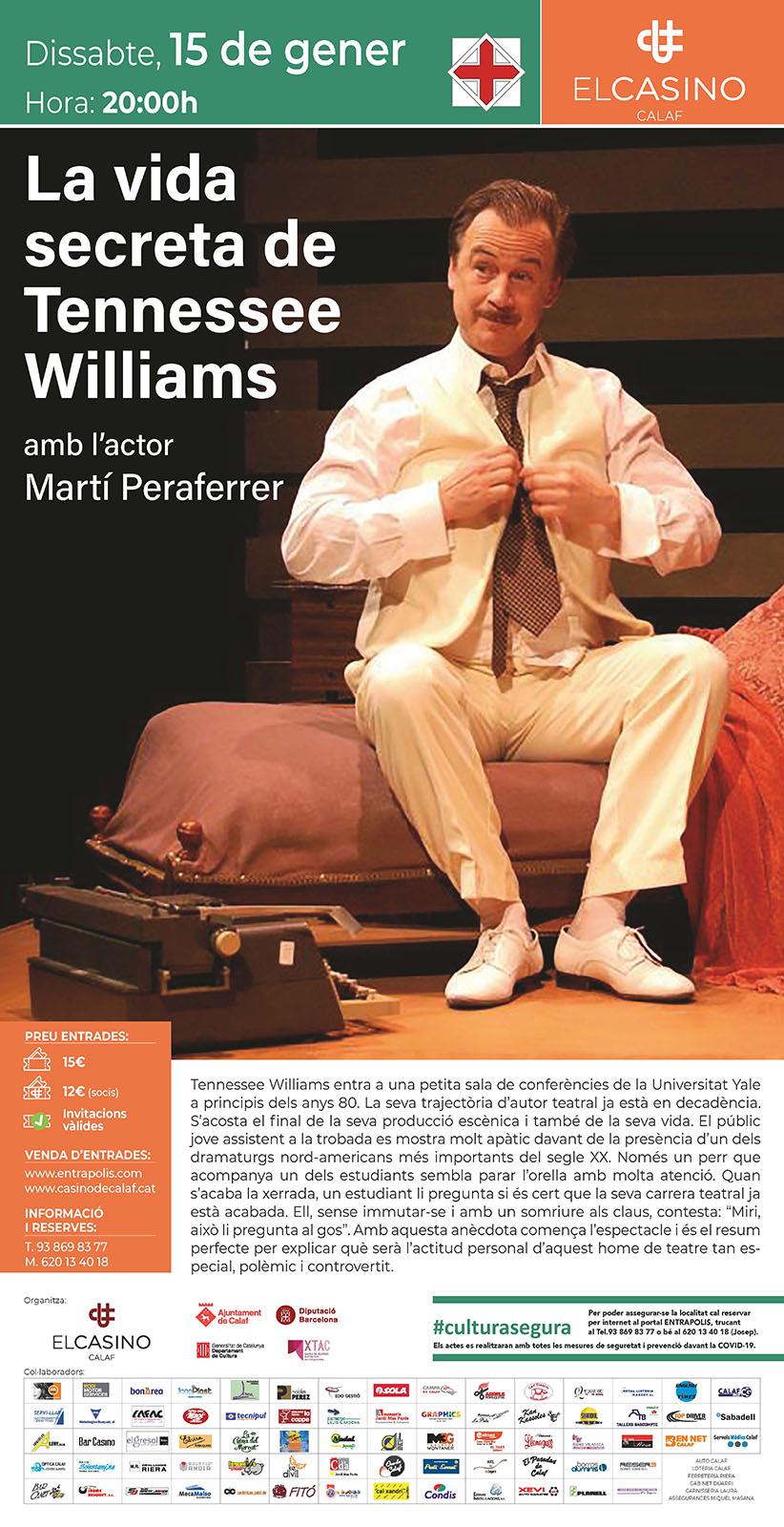 cartell Teatre 'La vida secreta de Tennessee Williams'