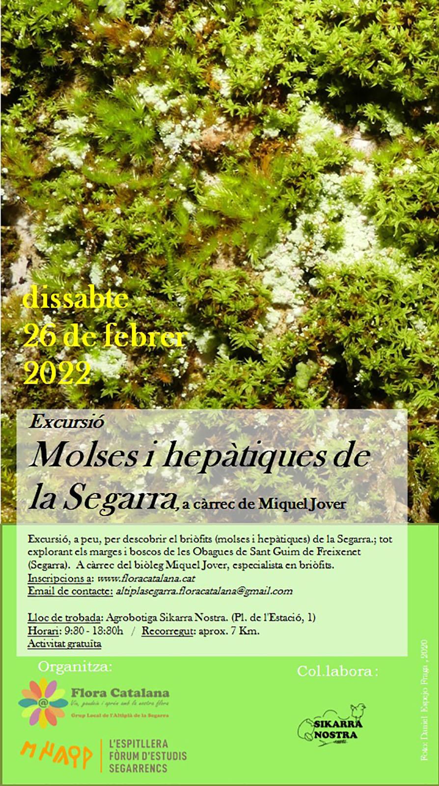 cartell Sortida 'Molses i hepàtiques de la Segarra'