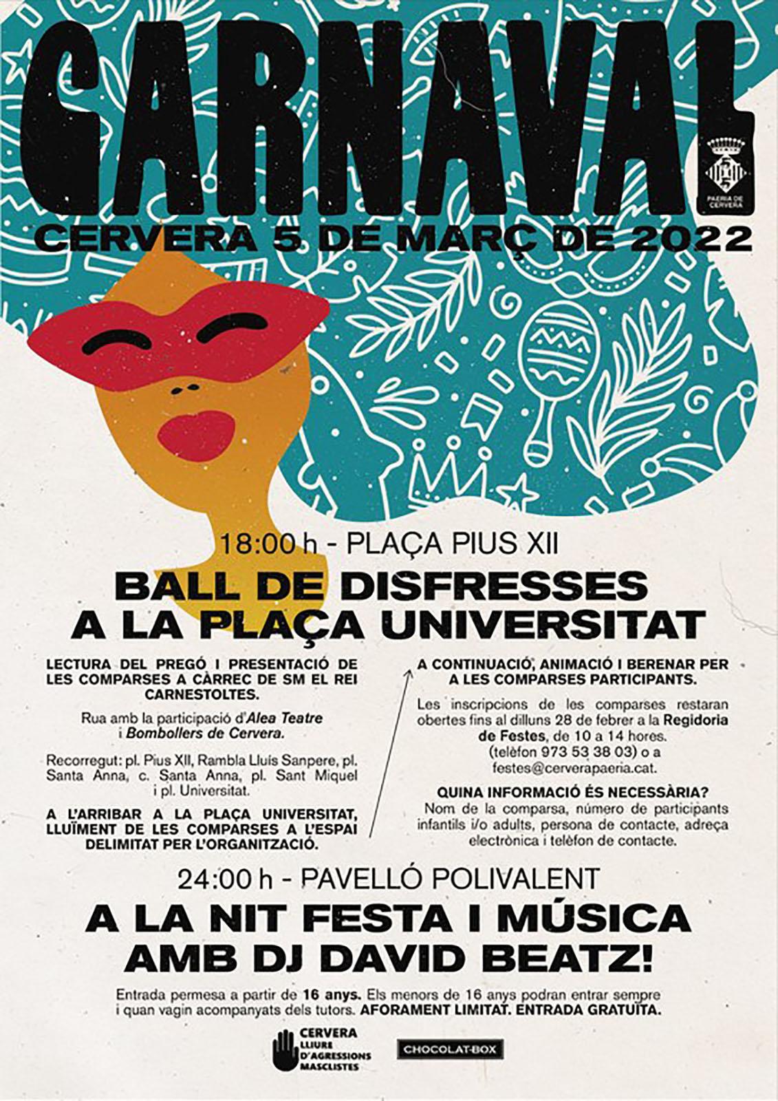 cartell Carnaval de Cervera 2022