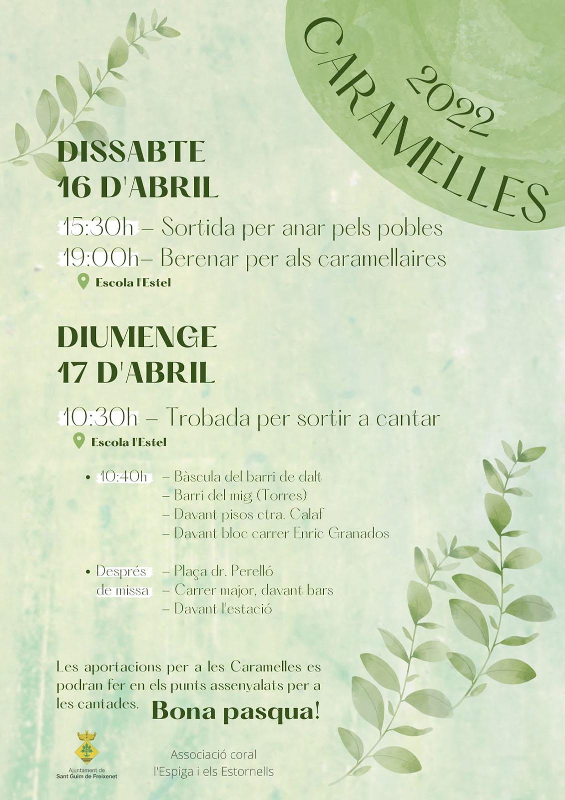 cartell Caramelles 2022 a Sant Guim de Freixenet