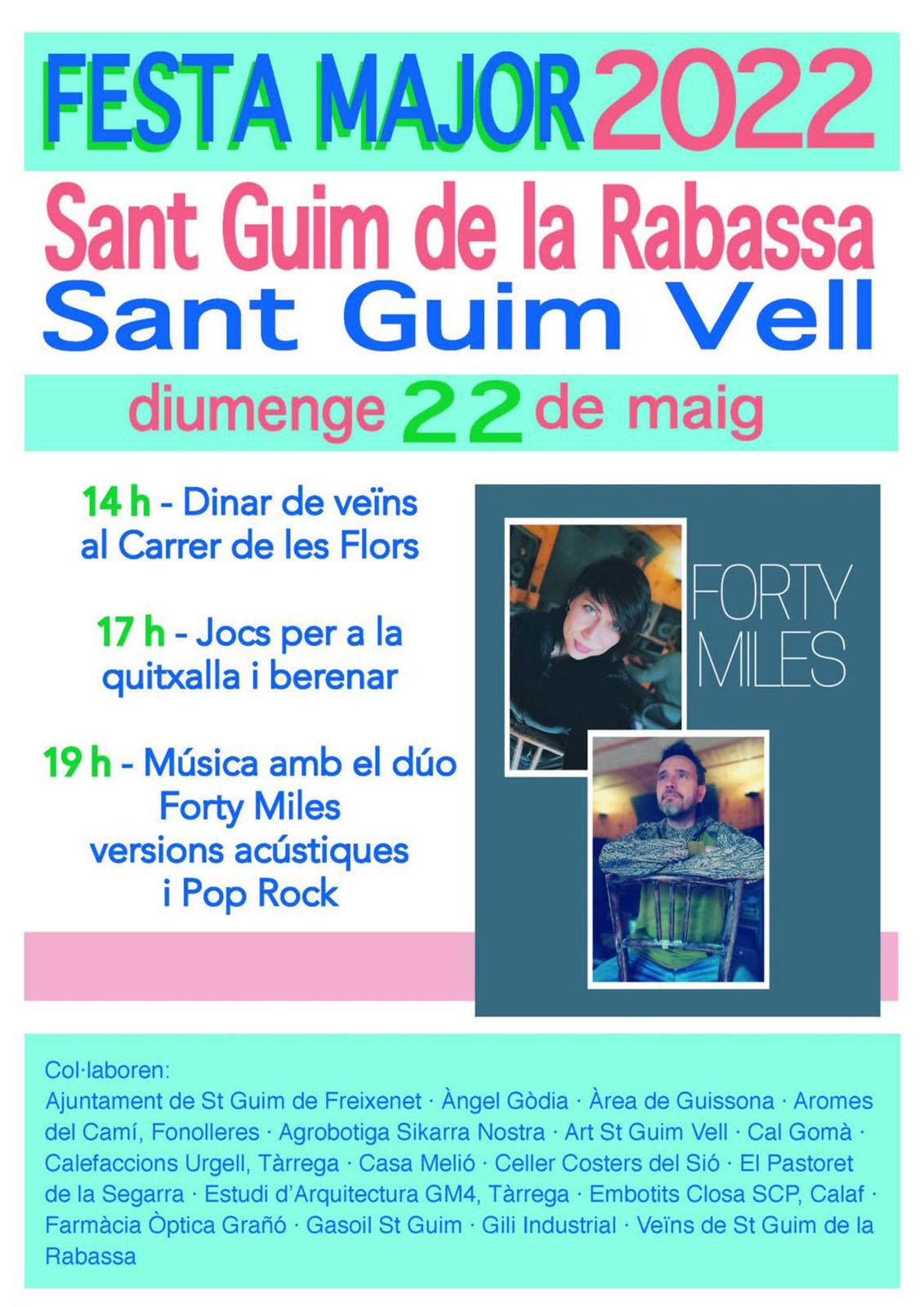 cartell Festa Major de Sant Guim de La Rabassa 2022