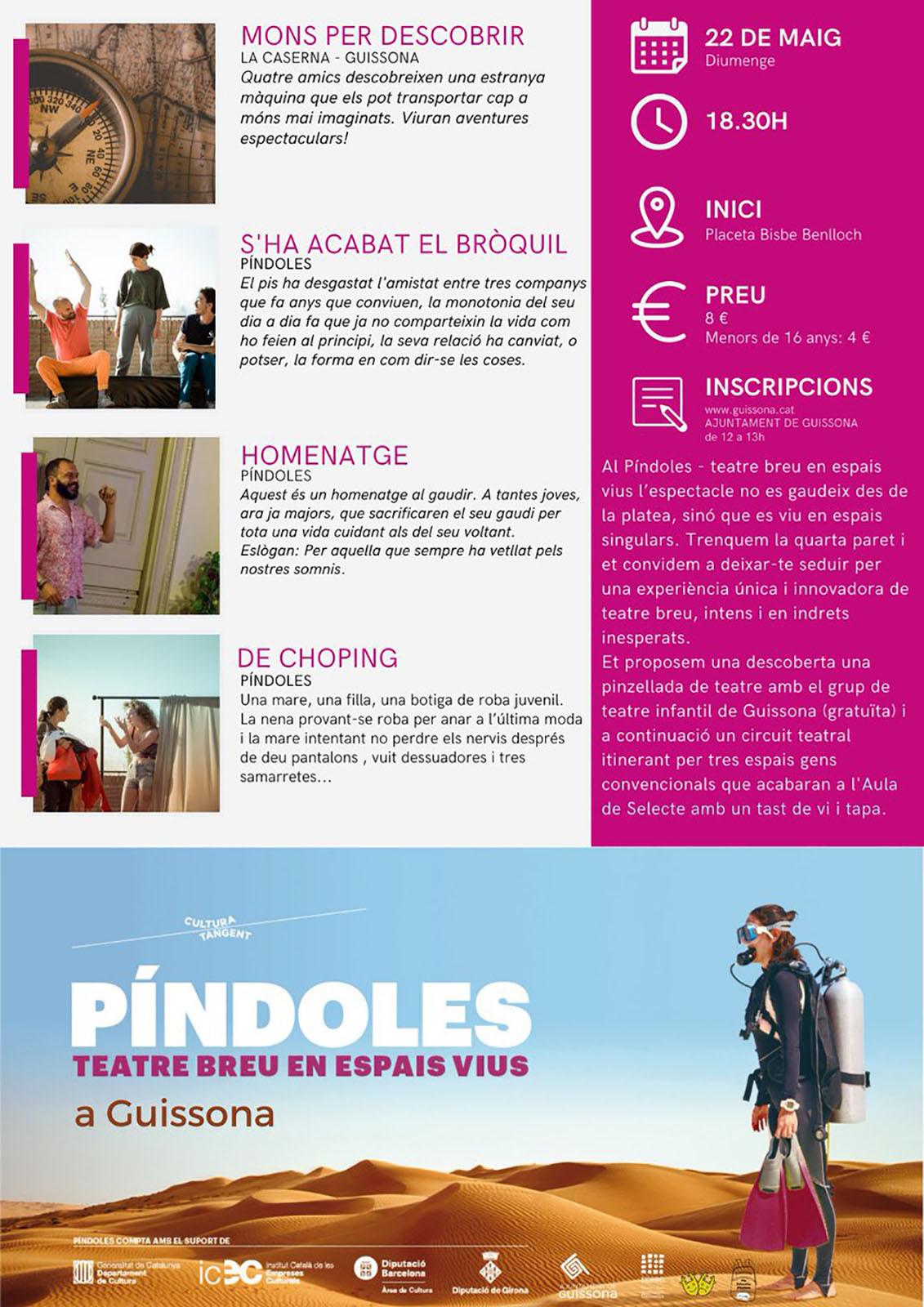 cartell Píndoles. Teatre breu en espais vius