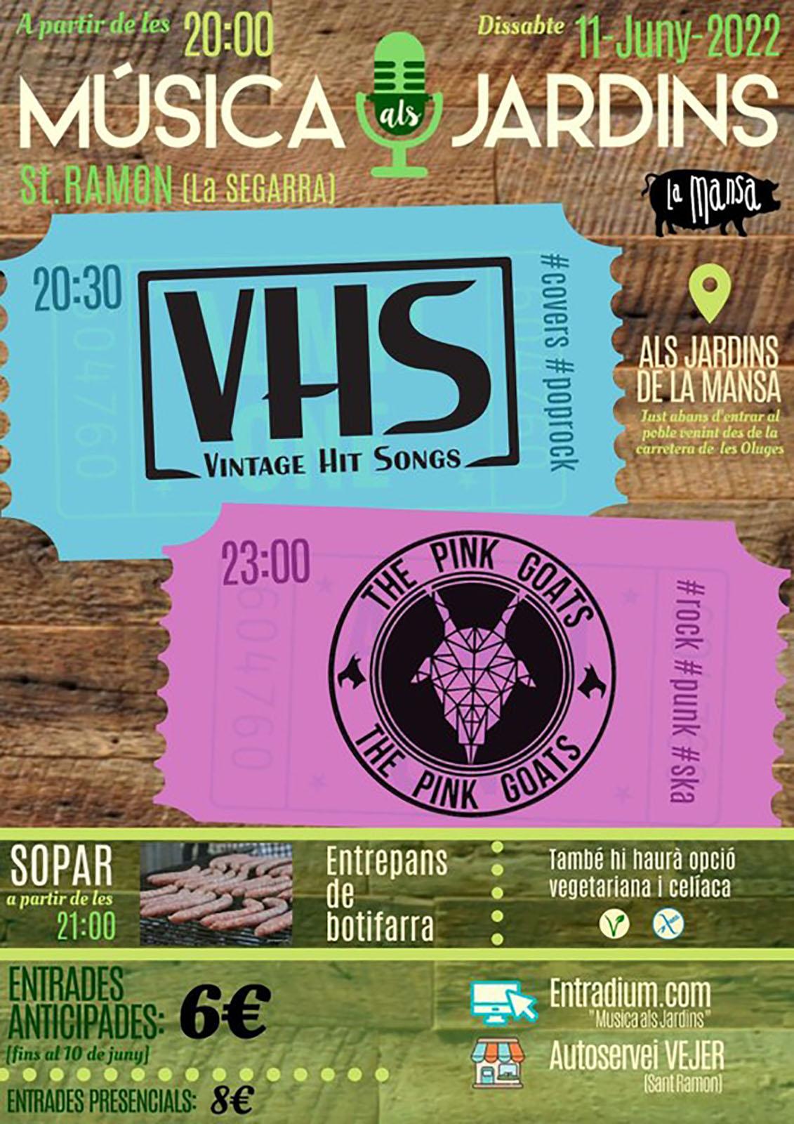 cartell Música als Jardins 'VHS i Pink Goats'