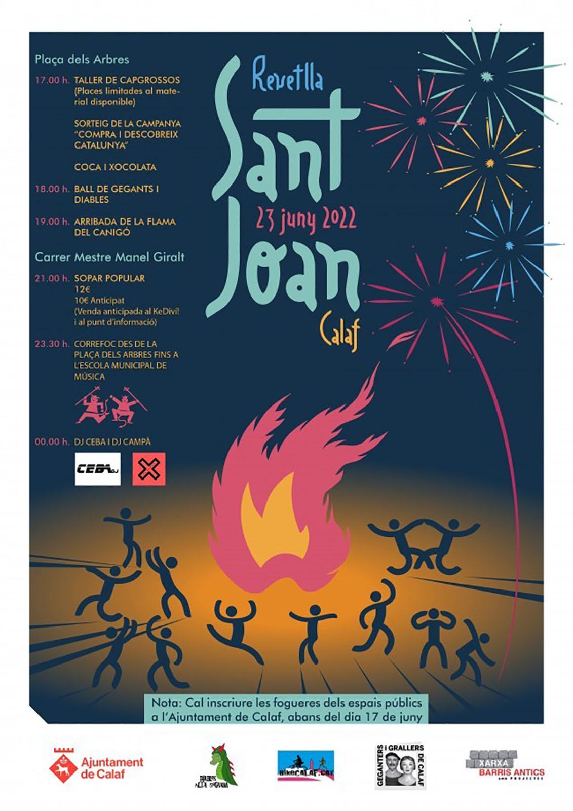cartell Revetlla de Sant Joan 2022 a Calaf