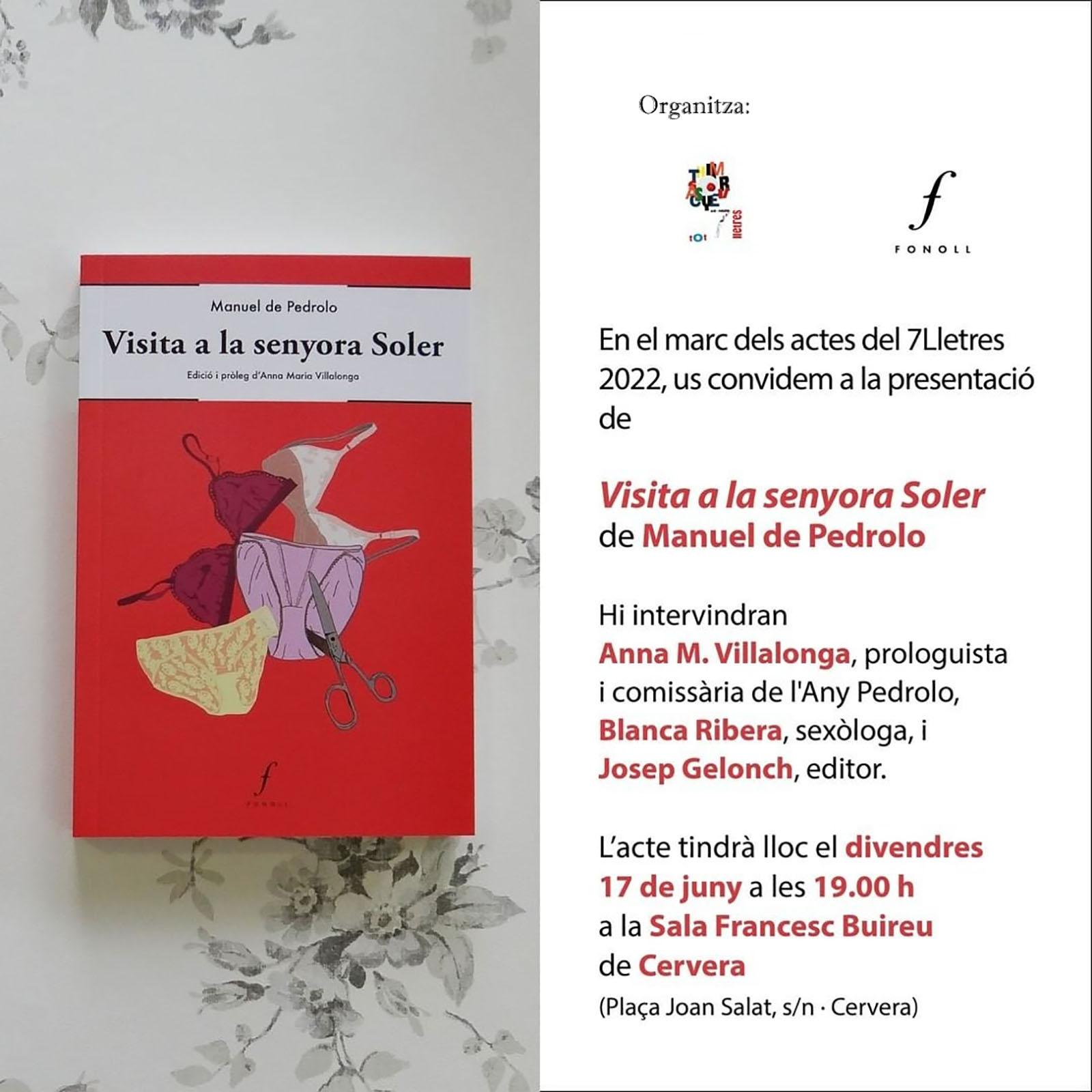 cartell Presentació del llibre 'Visita a la senyora Soler'