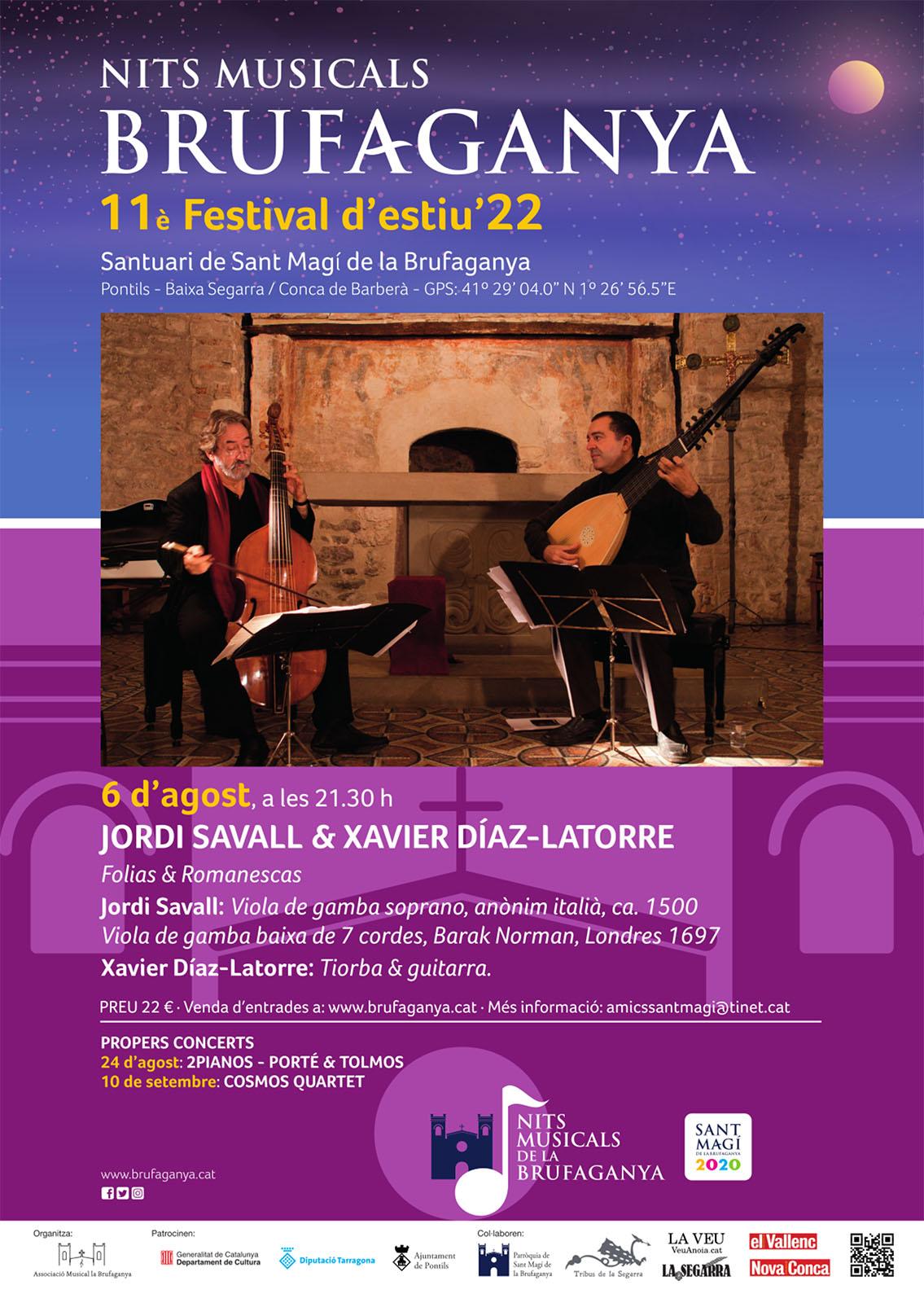 cartell Nits Musicals de la Brufaganya 'Jordi Savall i Xavier Díaz-Latorre'