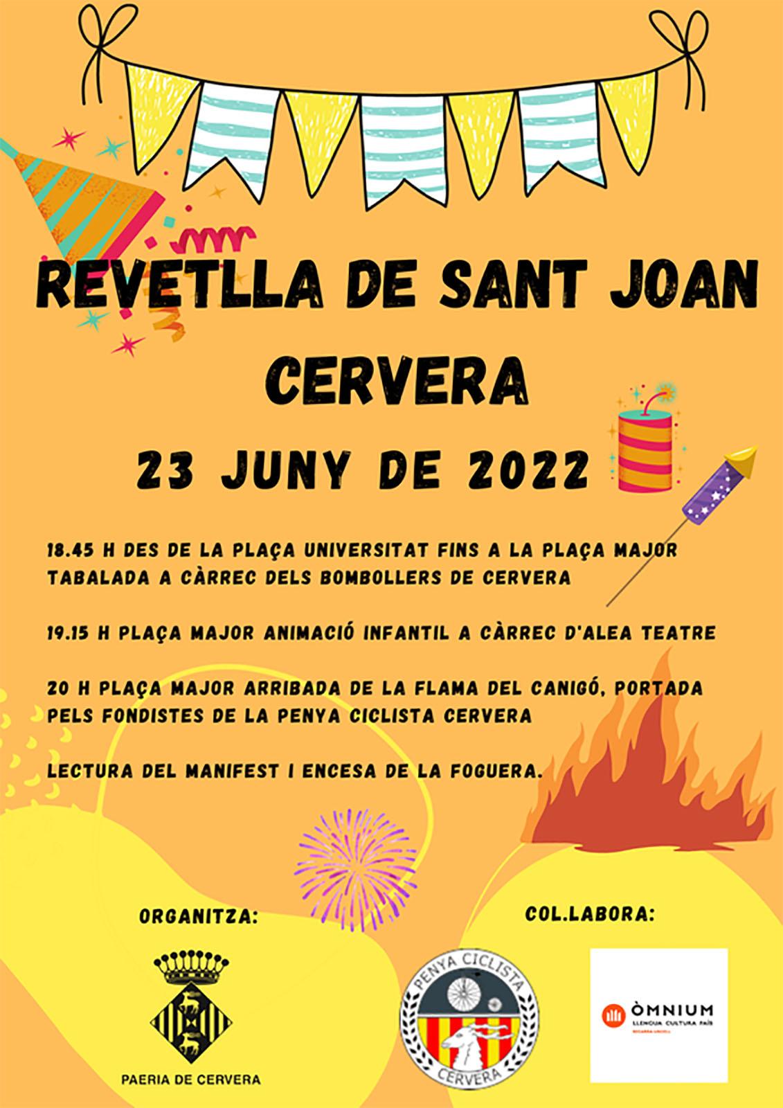 cartell Revetlla de Sant Joan 2022 a Cervera