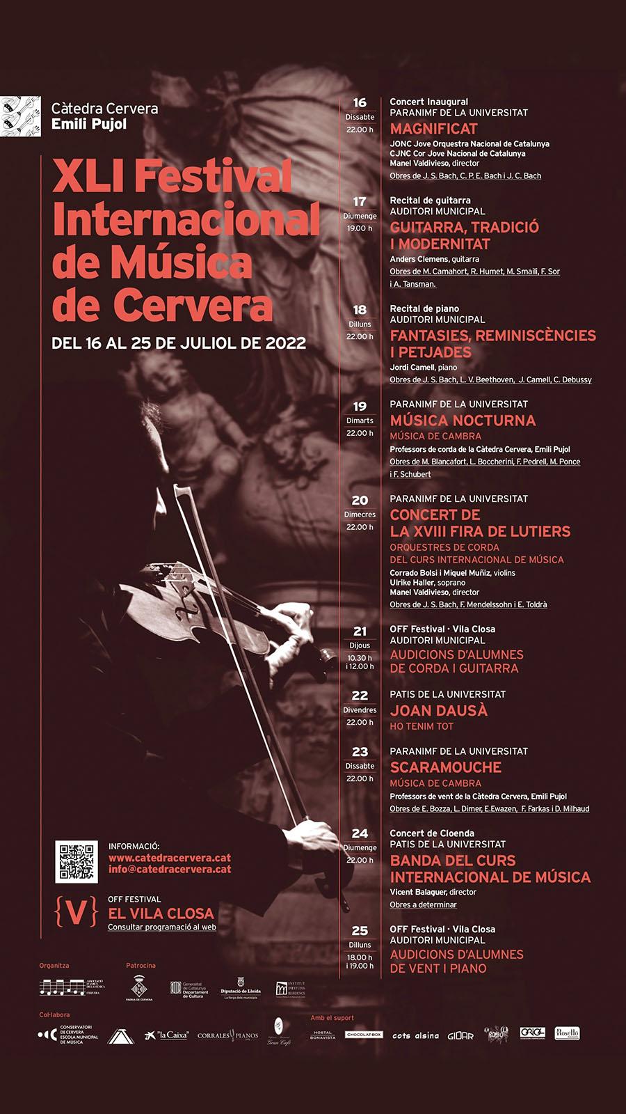 cartell XLI Festival Internacional de Música de Cervera