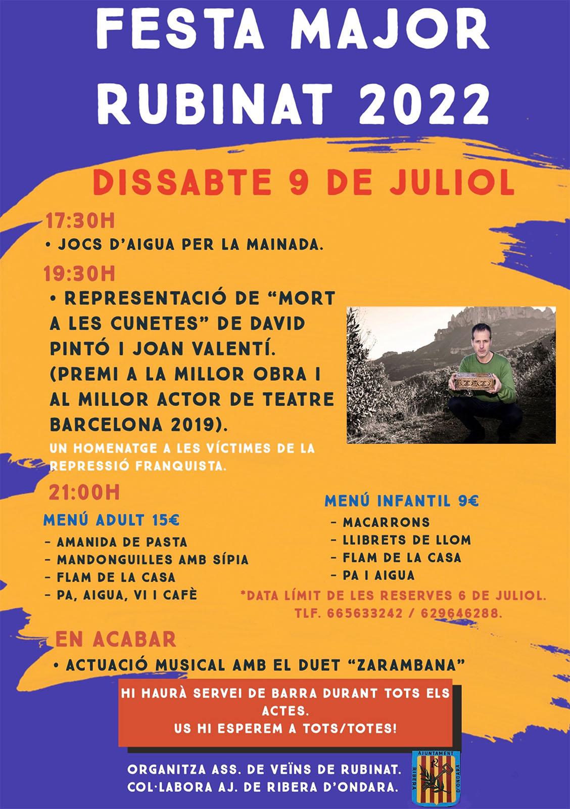 cartell Festa Major de Rubinat 2022