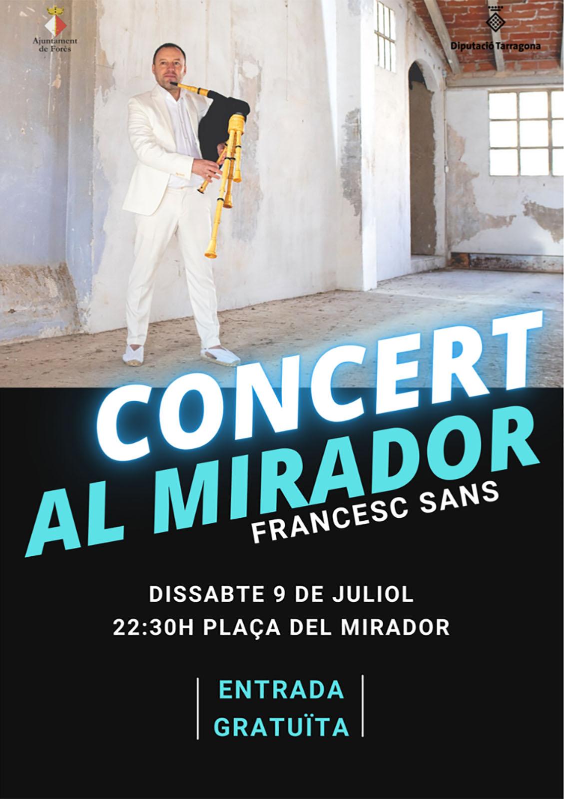 cartell Concerts d'estiu al Mirador de Forès 'Francesc Sans'