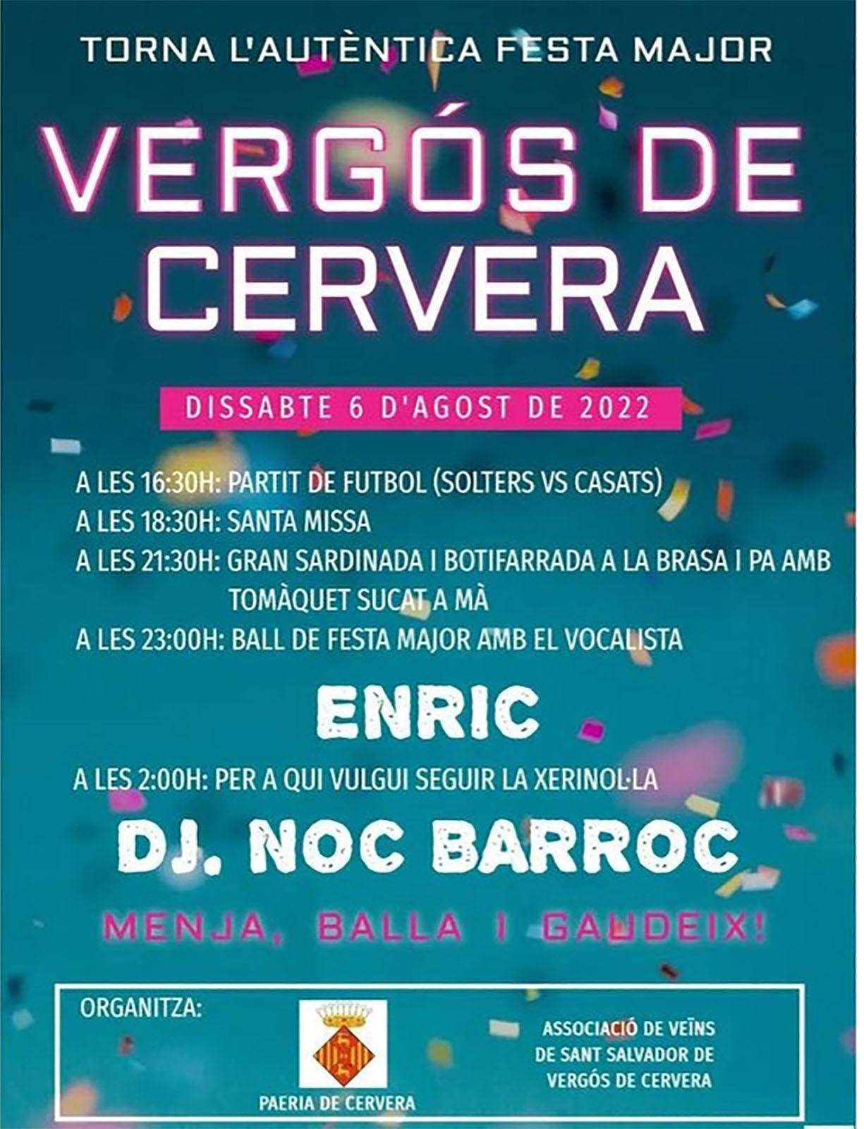 cartell Festa Major de Vergós 2022