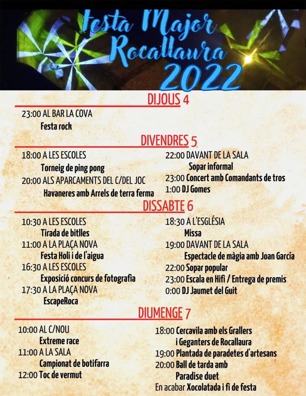 cartell Festa Major de Rocallaura 2022