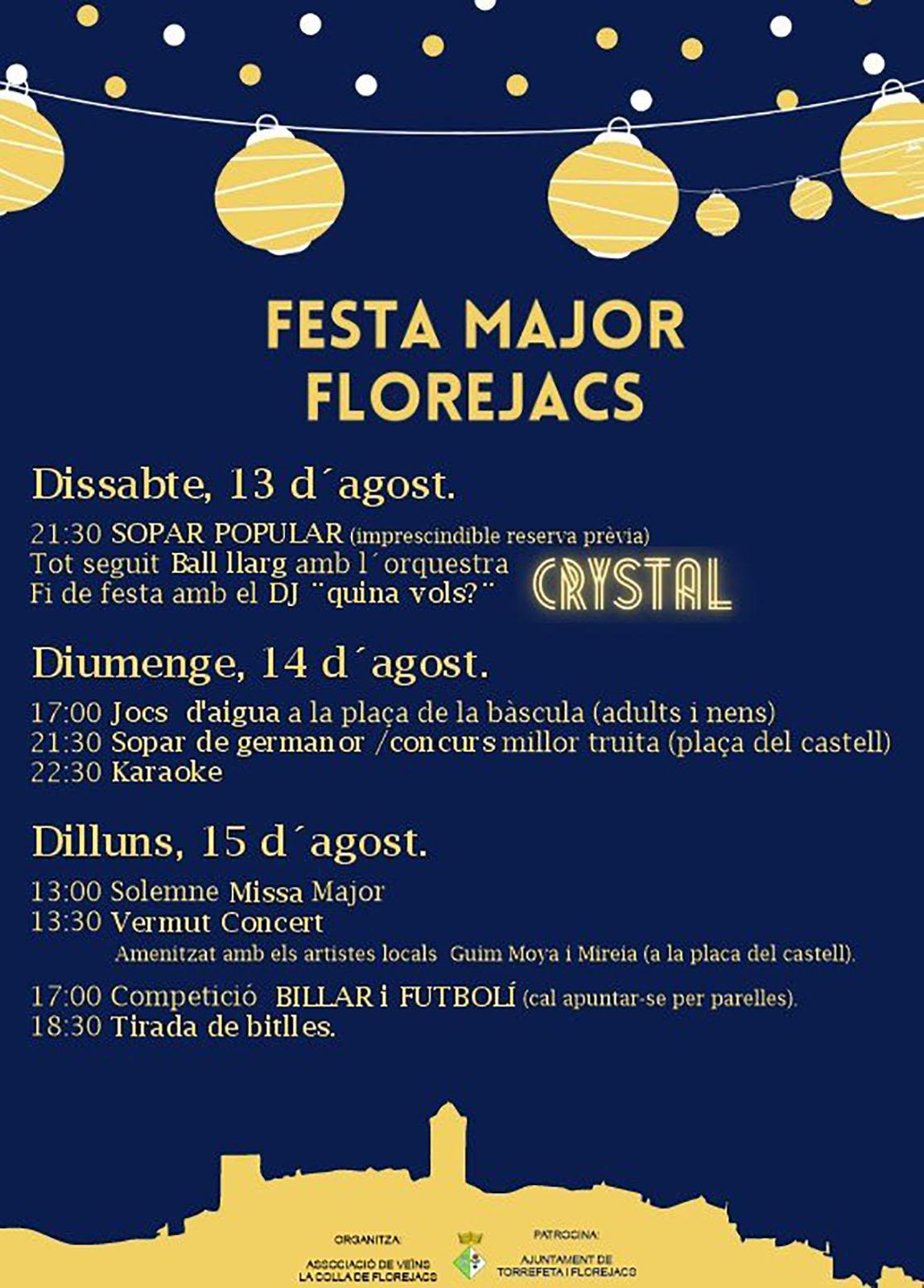 cartell Festa Major de Florejacs 2022