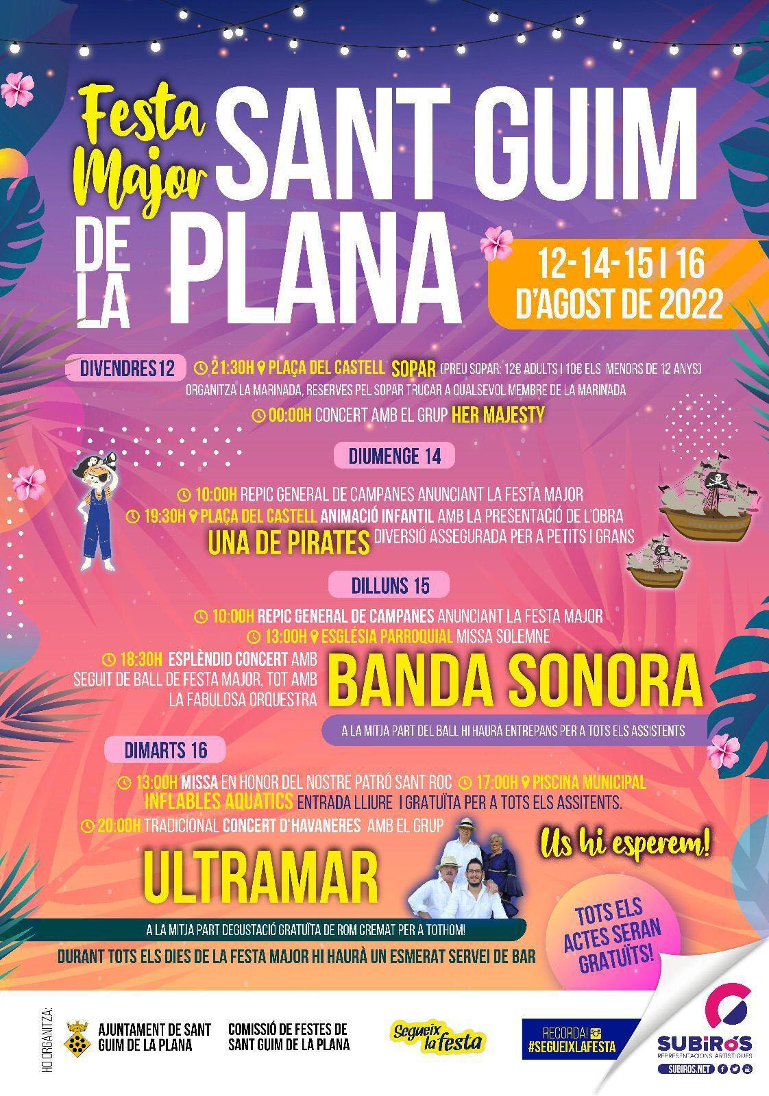 cartell Festa Major de Sant Guim de la Plana 2022