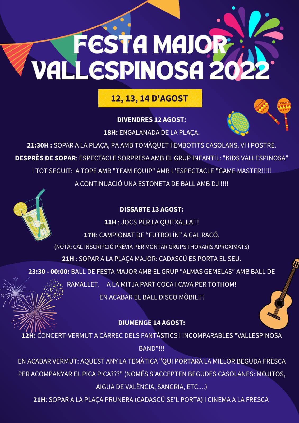 cartell Festa Major de Vallespinosa 2022