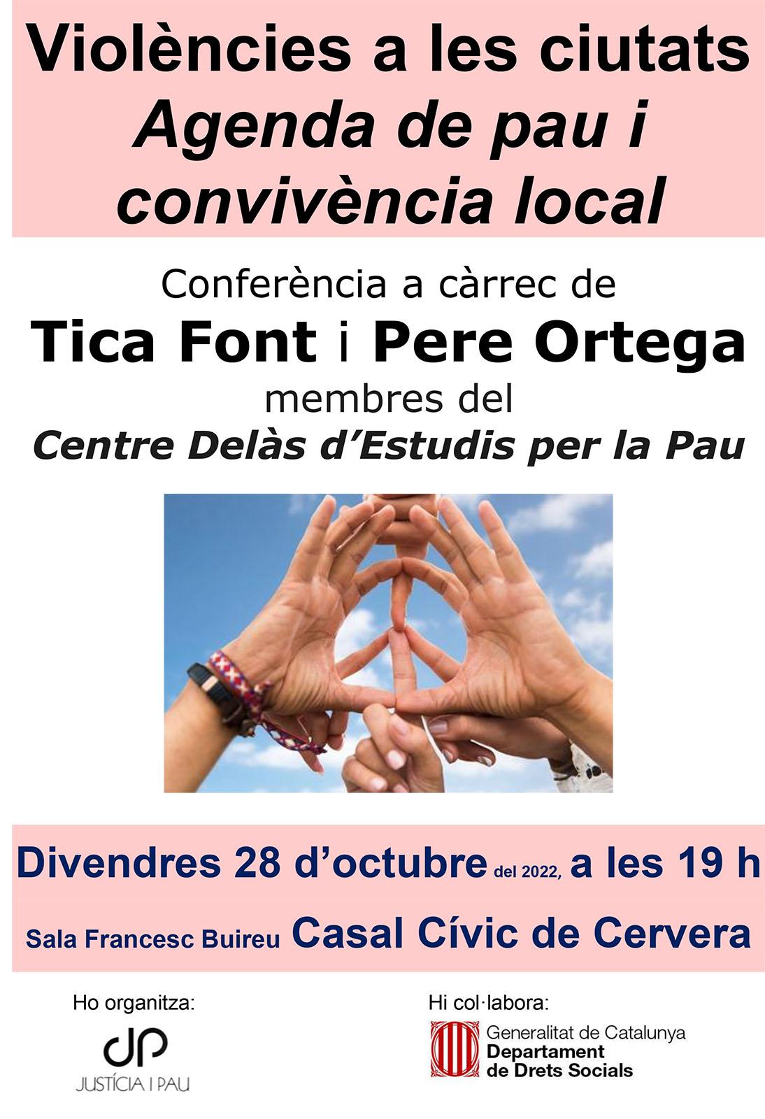 cartell Violències a les ciutats. Agenda de pau i convivència local