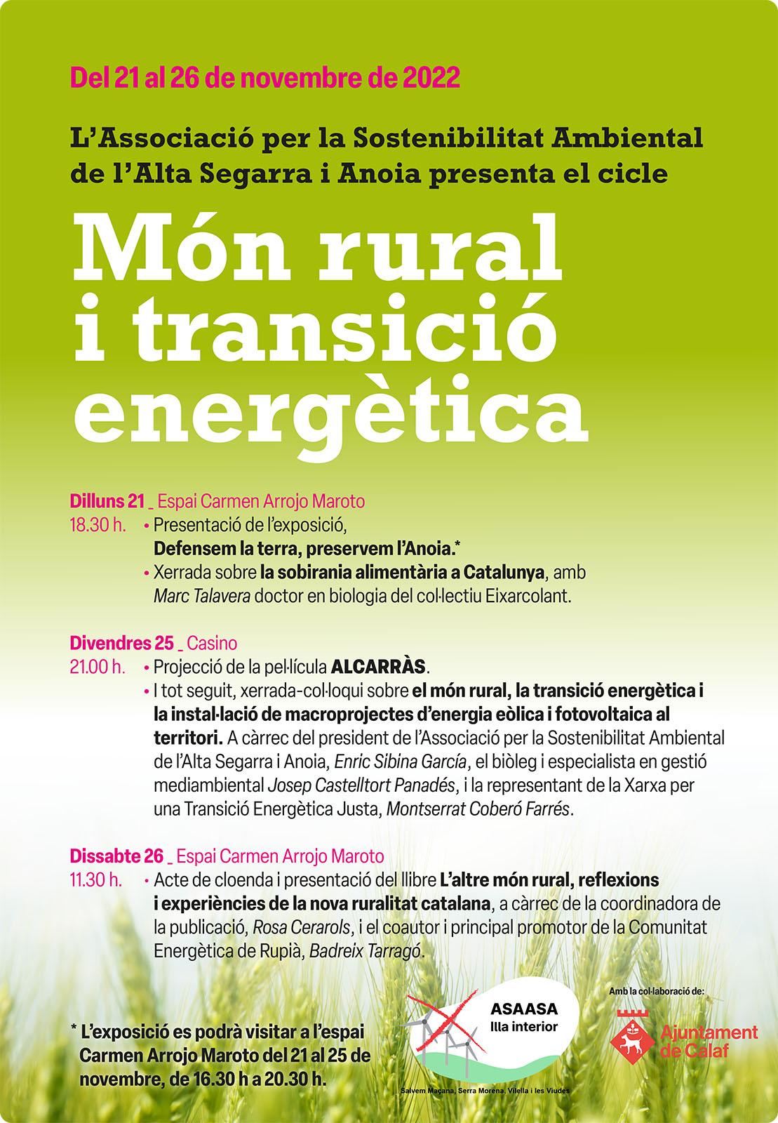 cartell Cicle l'impacte en el món rural dels macroprojectes energètics