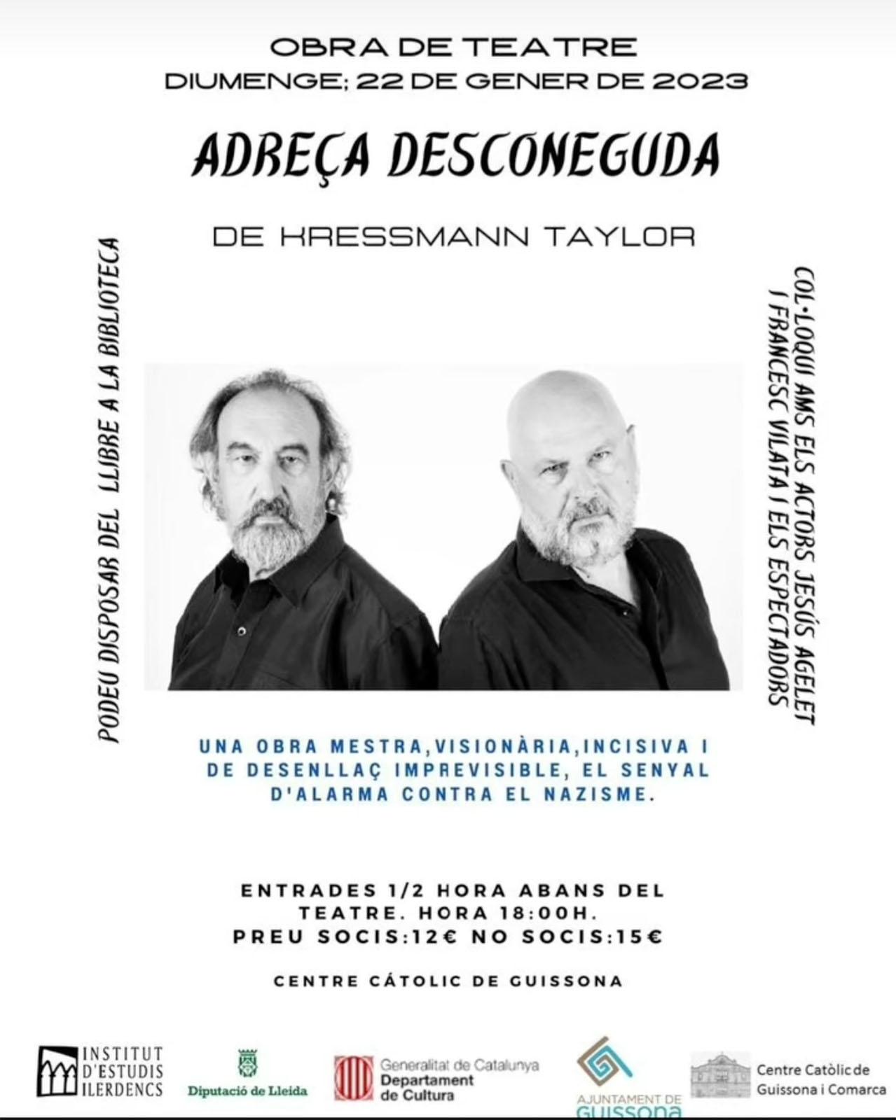 cartell Teatre 'Adreça desconeguda'